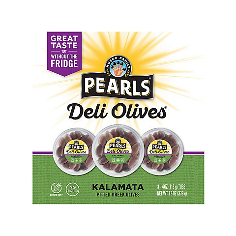 Pearls Deli Olives Kalamata, 3 pk./4 oz.