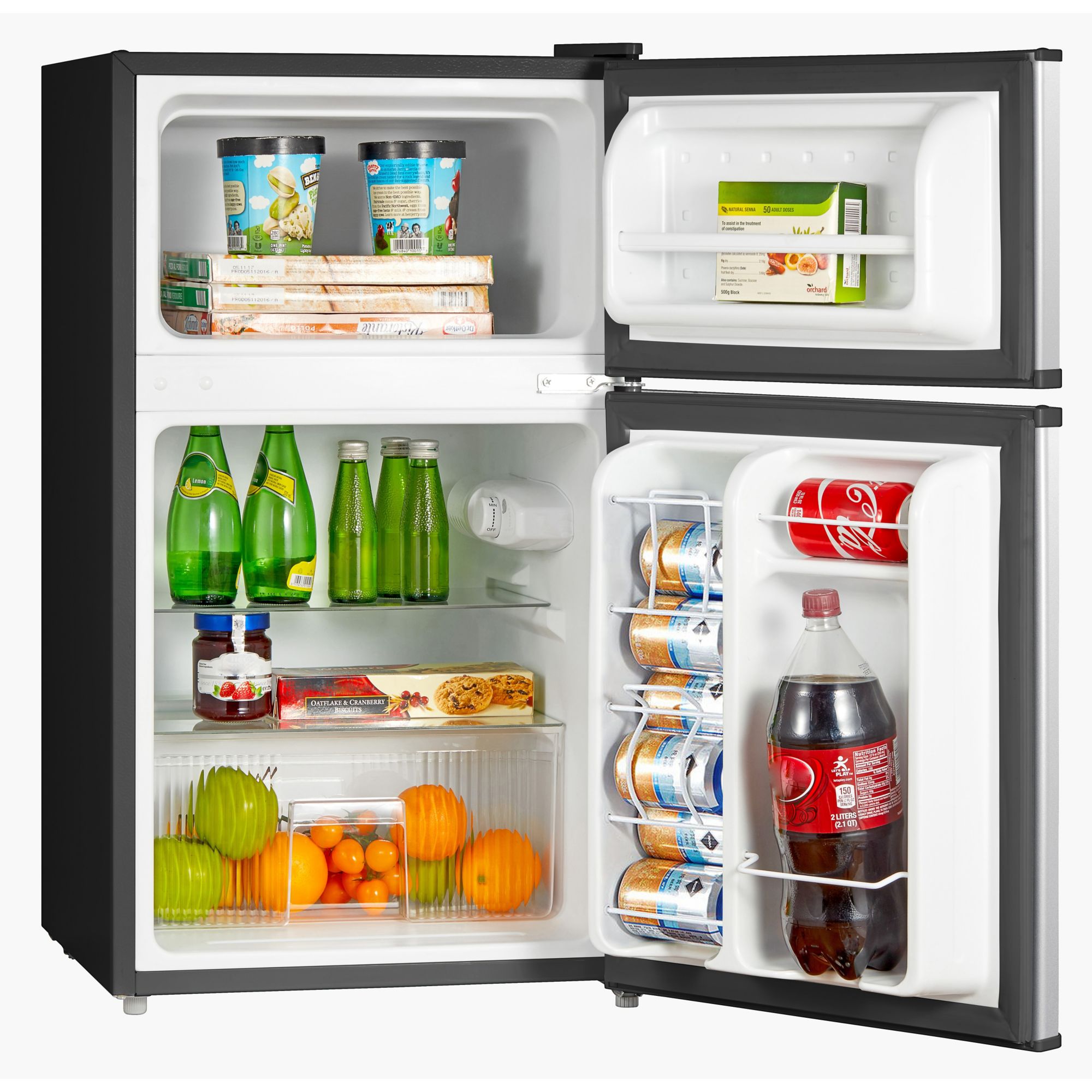 Midea 3.1 cu. ft. Double Door Compact Fridge - Stainless Steel Look