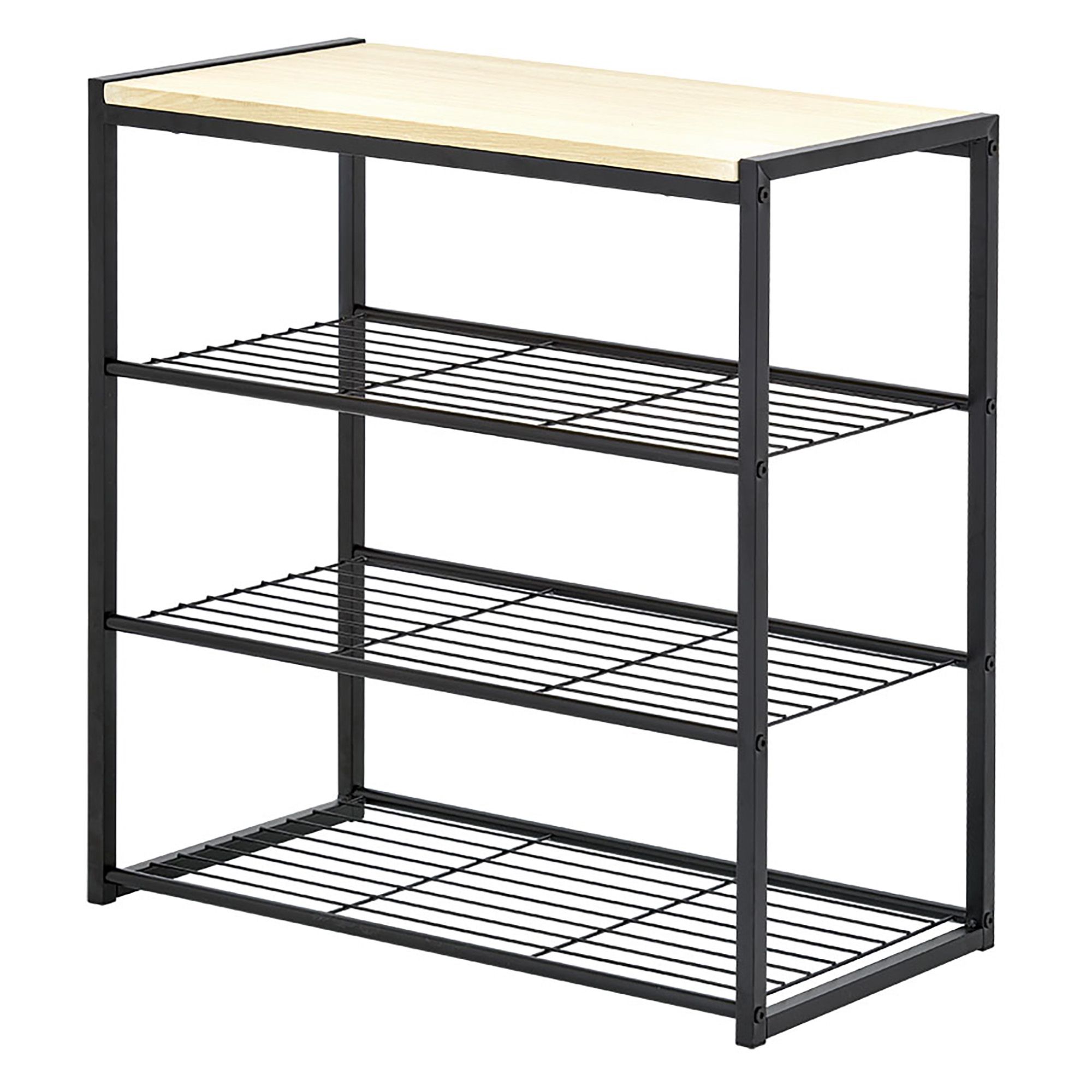 Black 4-Tier Metal Shoe Rack - Holds 12 Pairs