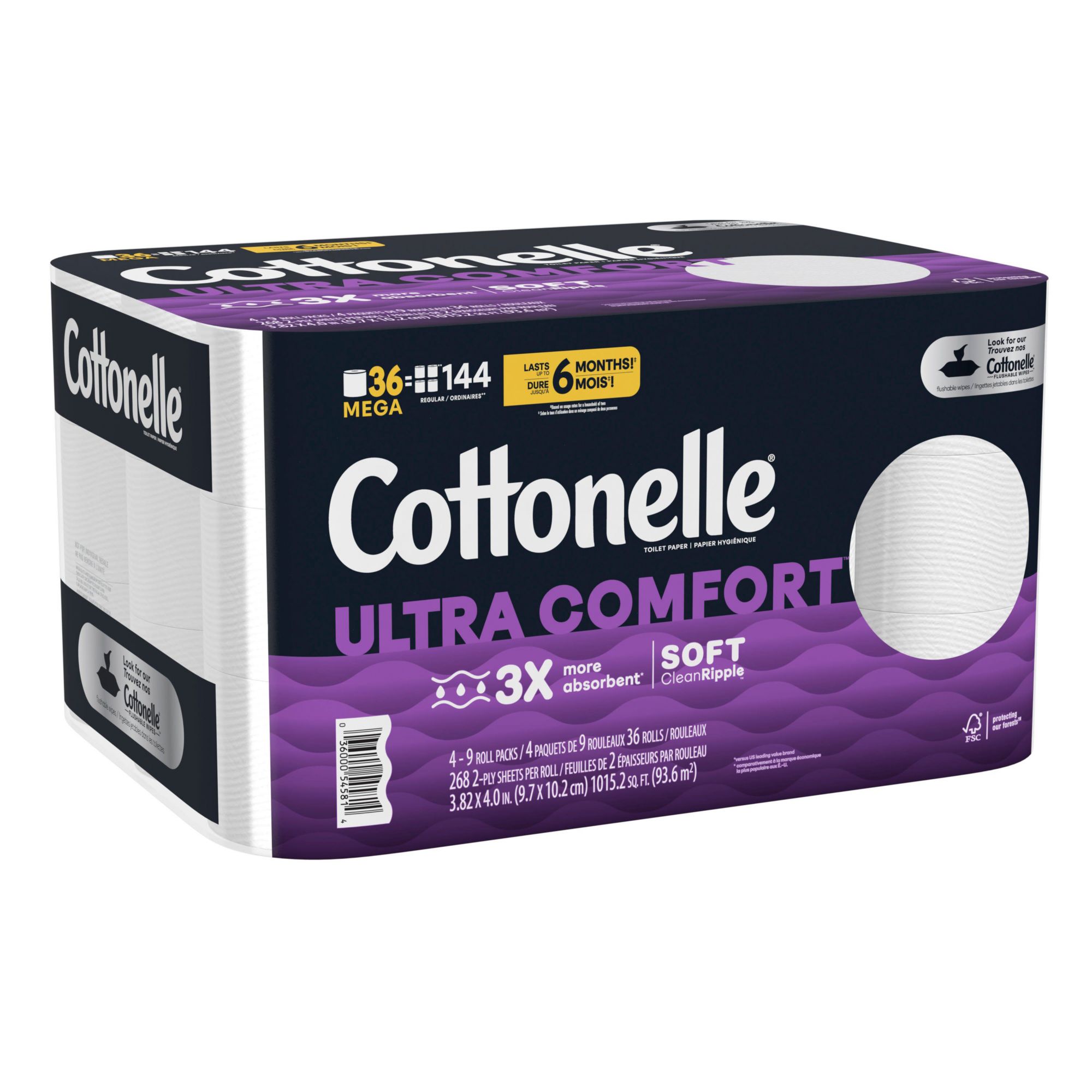 Cottonelle Ultra ComfortCare Toilet Paper, Soft Bath Tissue, 36