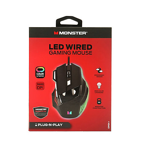 Monster Wired Ergonomic Gaming Mouse with LED