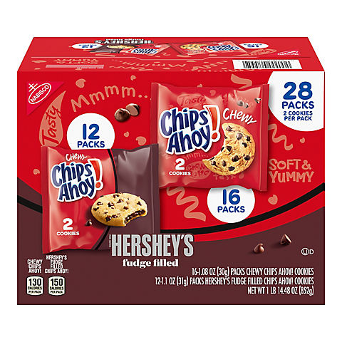 Chips Ahoy Chewy & Hershey Filled Chocolate Chip Cookies Variety Pack, 28 pk.