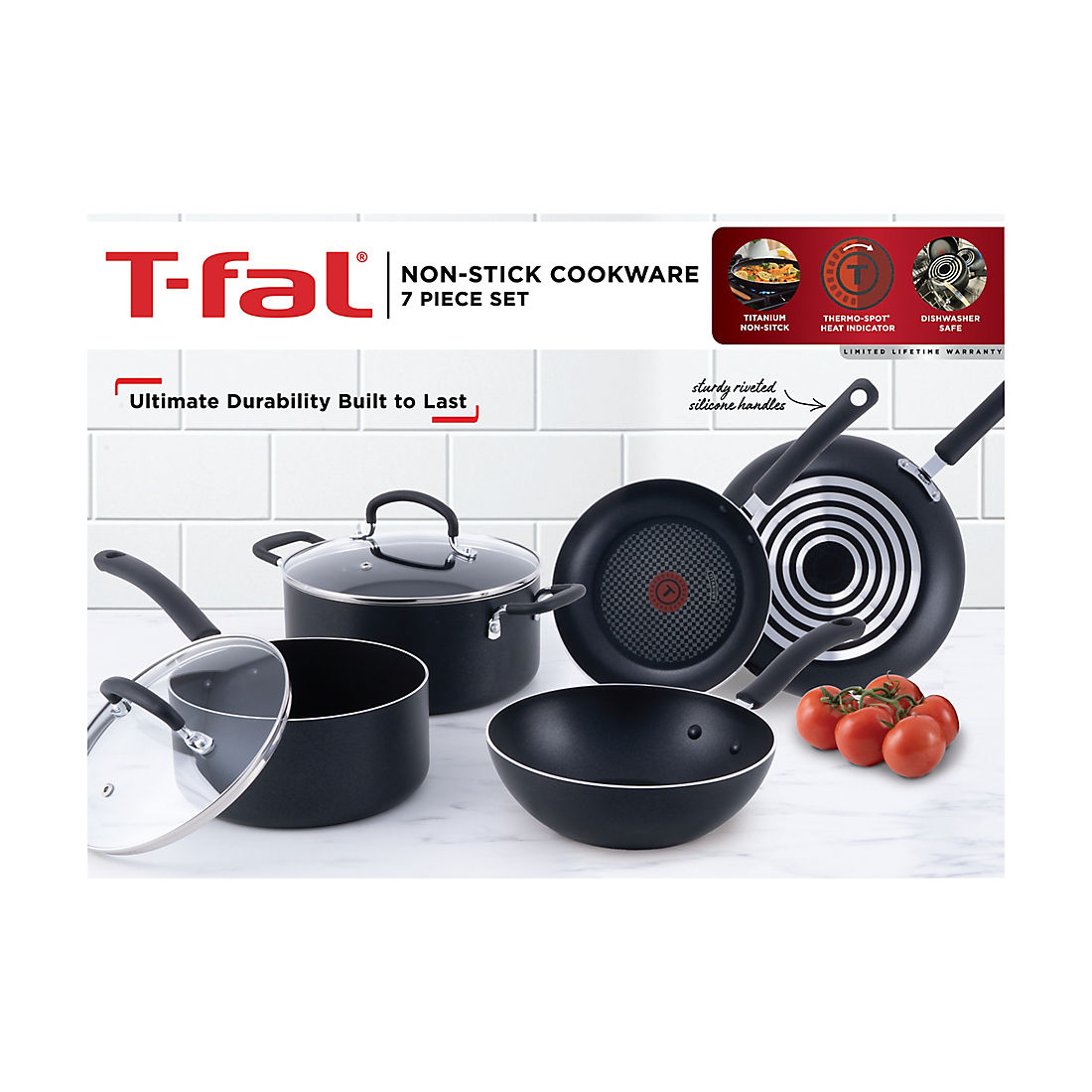 T-Fal 7-Pc. Non-Stick Cookware Set, Grey