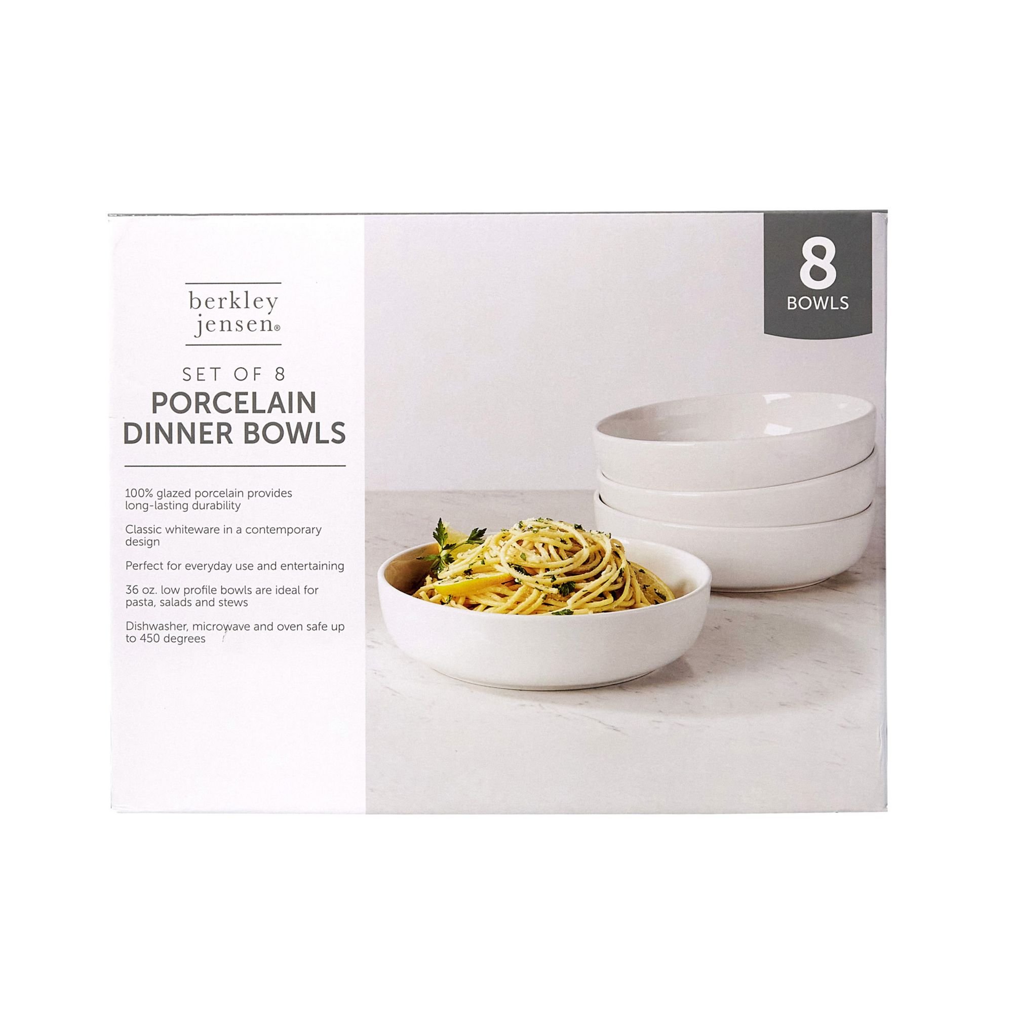 Berkley and Jensen 8 White Porcelain Dinner Bowls, 8 pk.