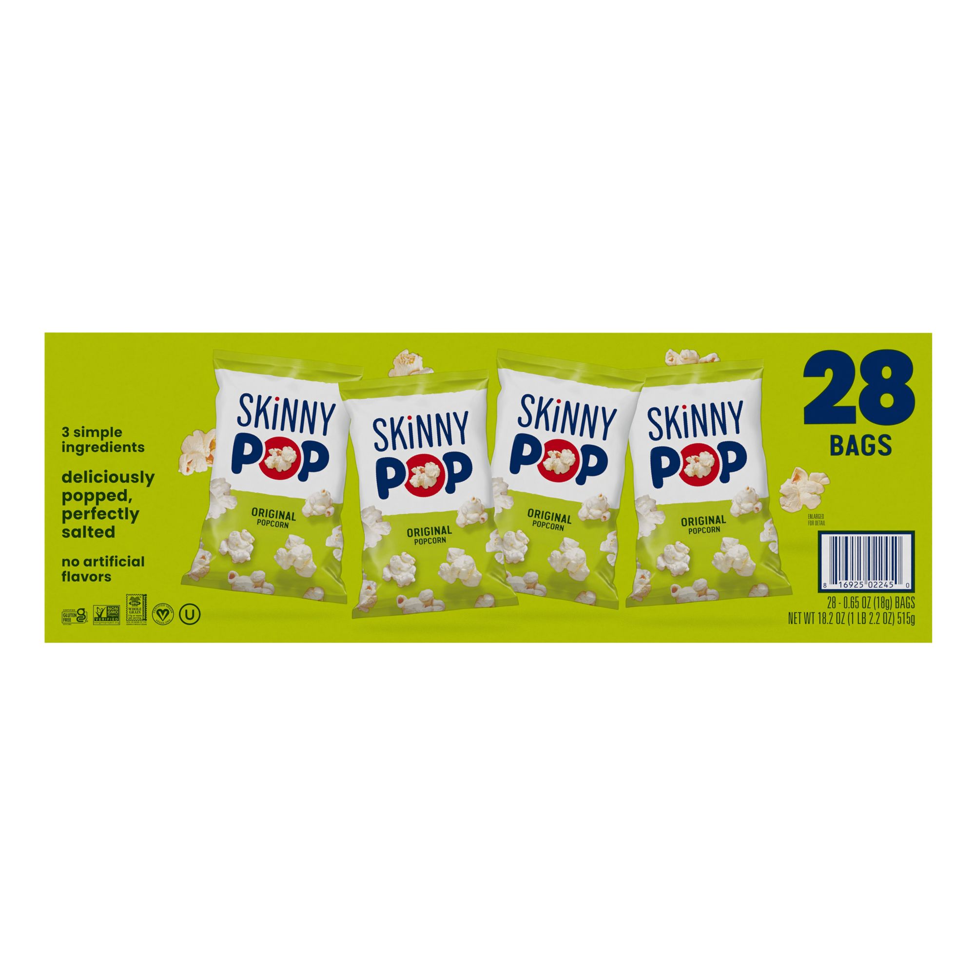 SkinnyPop Skinny Pop 100 Calorie Popcorn Snack, 0.65 oz, 28 Count - Non  GMO, Gluten Free, On-the-Go Snacking in the Snacks & Candy department at