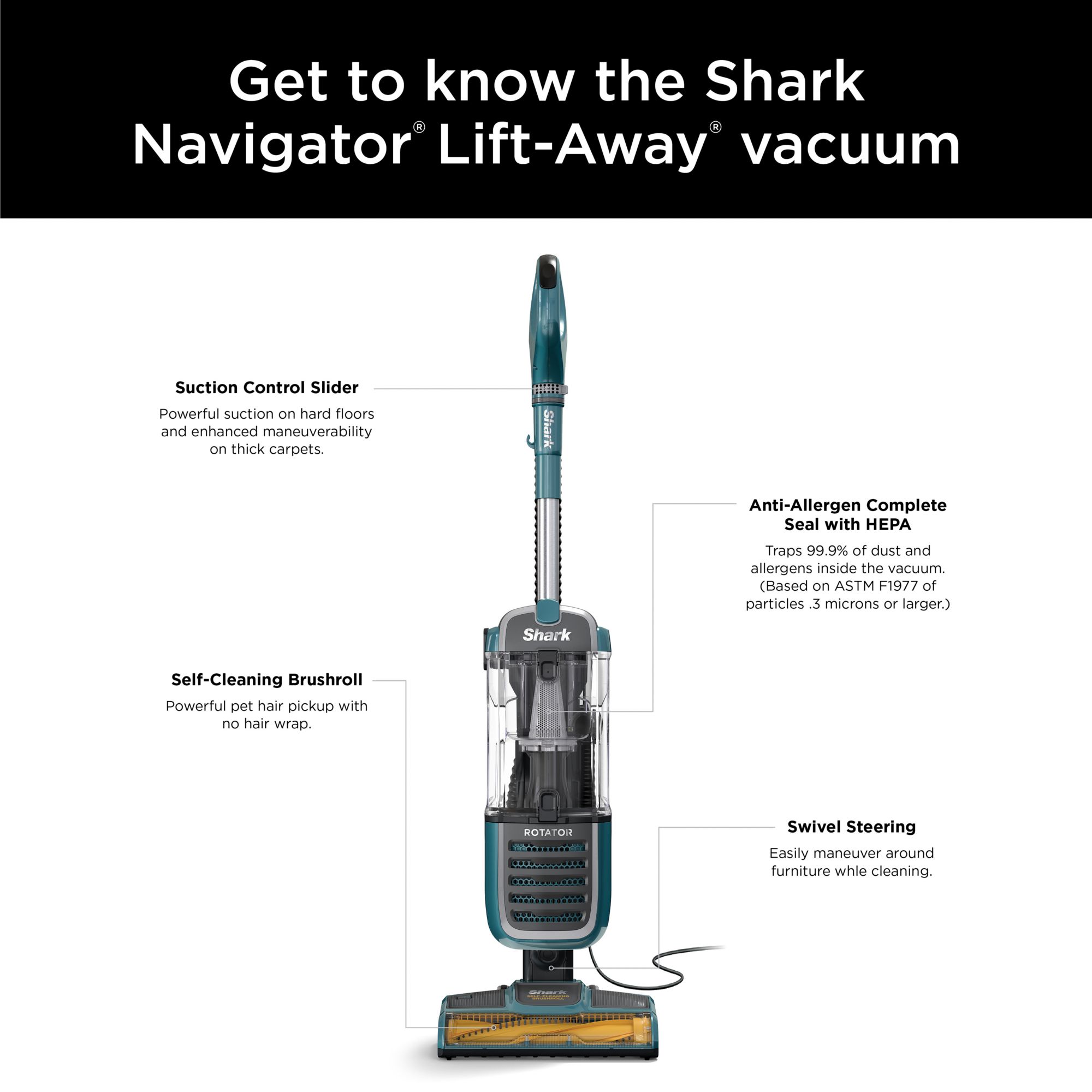 Upright Vacuum With Anti-Allergen Hepa Filter