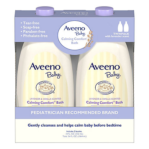 Aveeno Baby Calming Comfort Lavender and Vanilla Tear-Free Bath Wash, 2 pk./18 fl. oz.