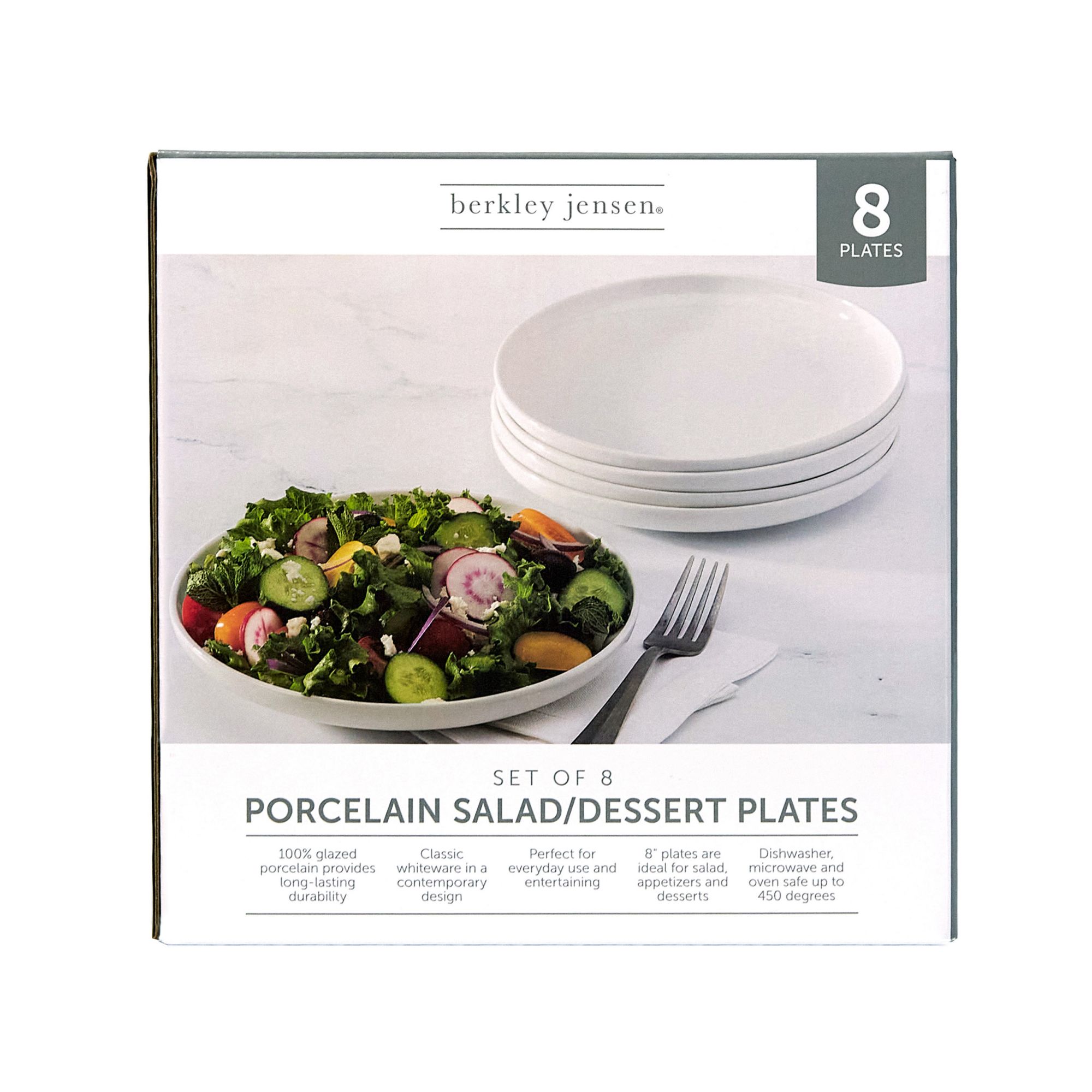 Berkley Jensen Porcelain 8 Porcelain Dessert Plates, 8 pk. - White