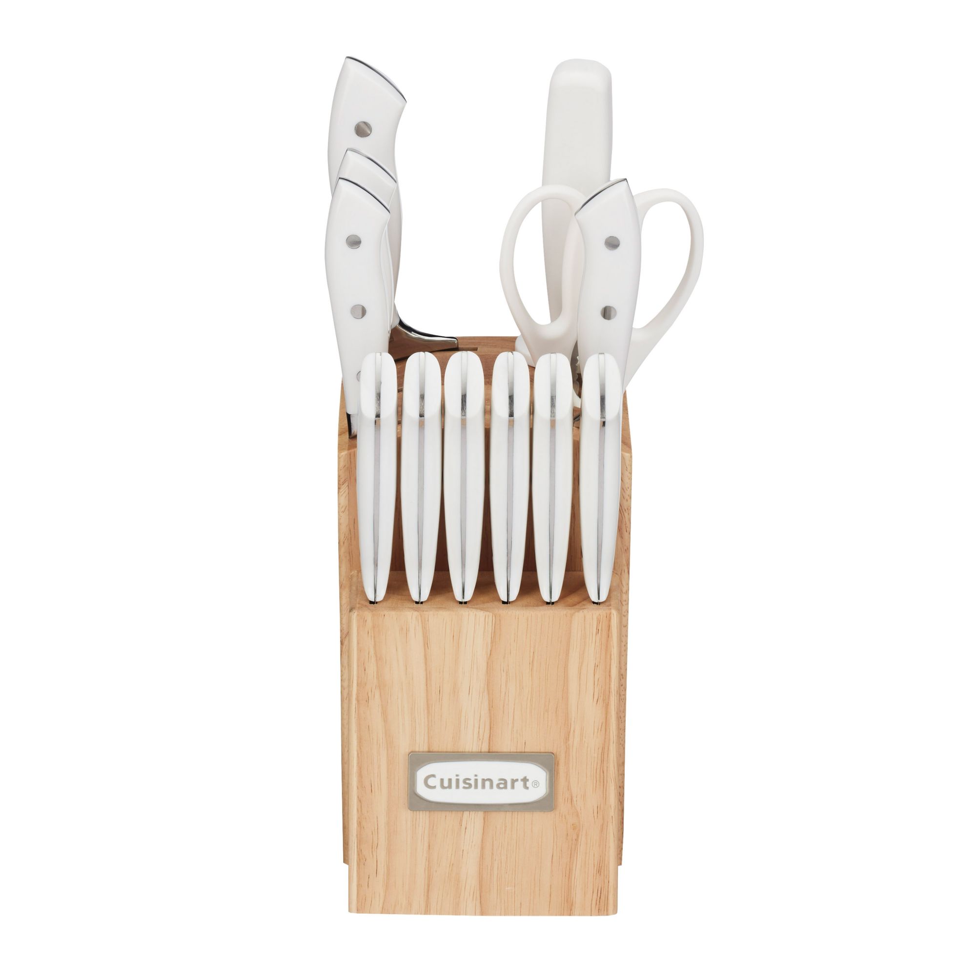 Cuisinart Classic 13-Piece White Stainless Steel Knife Block Set with 9-Knives Sharpening Steel and All-Purpose Sheers