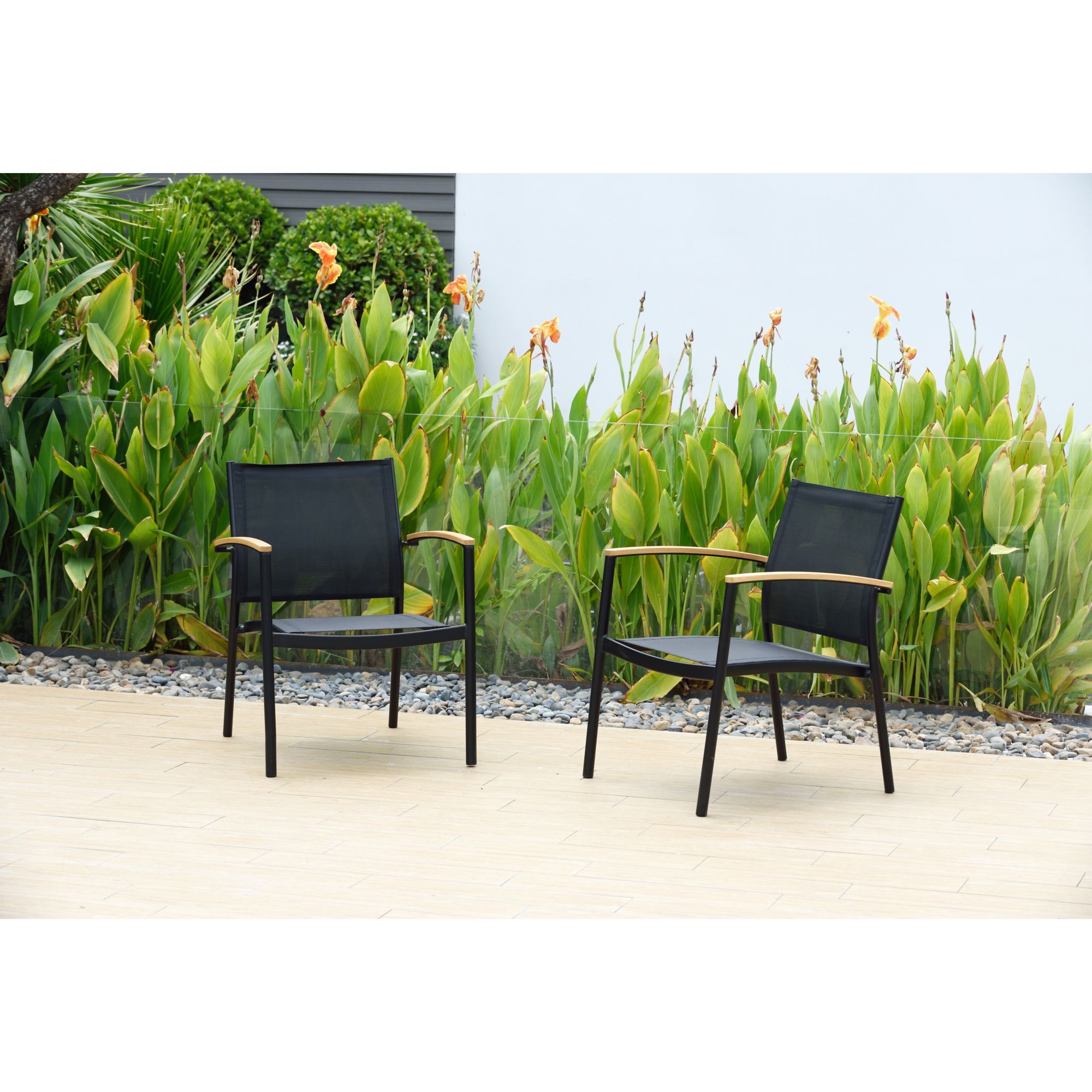 Amazonia 2 Piece FSC Certified Wood Outdoor Patio Low Chairs