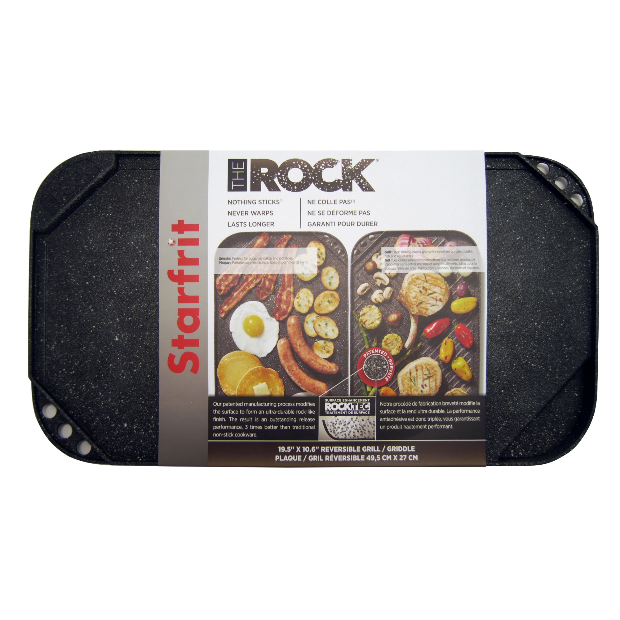 Starfrit The Rock 19.5 x 11 Reversible Grill and Griddle - Black