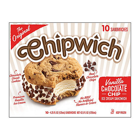 The Original Chipwich Vanilla Chocolate Chip Ice Cream Sandwich, 10 ct.