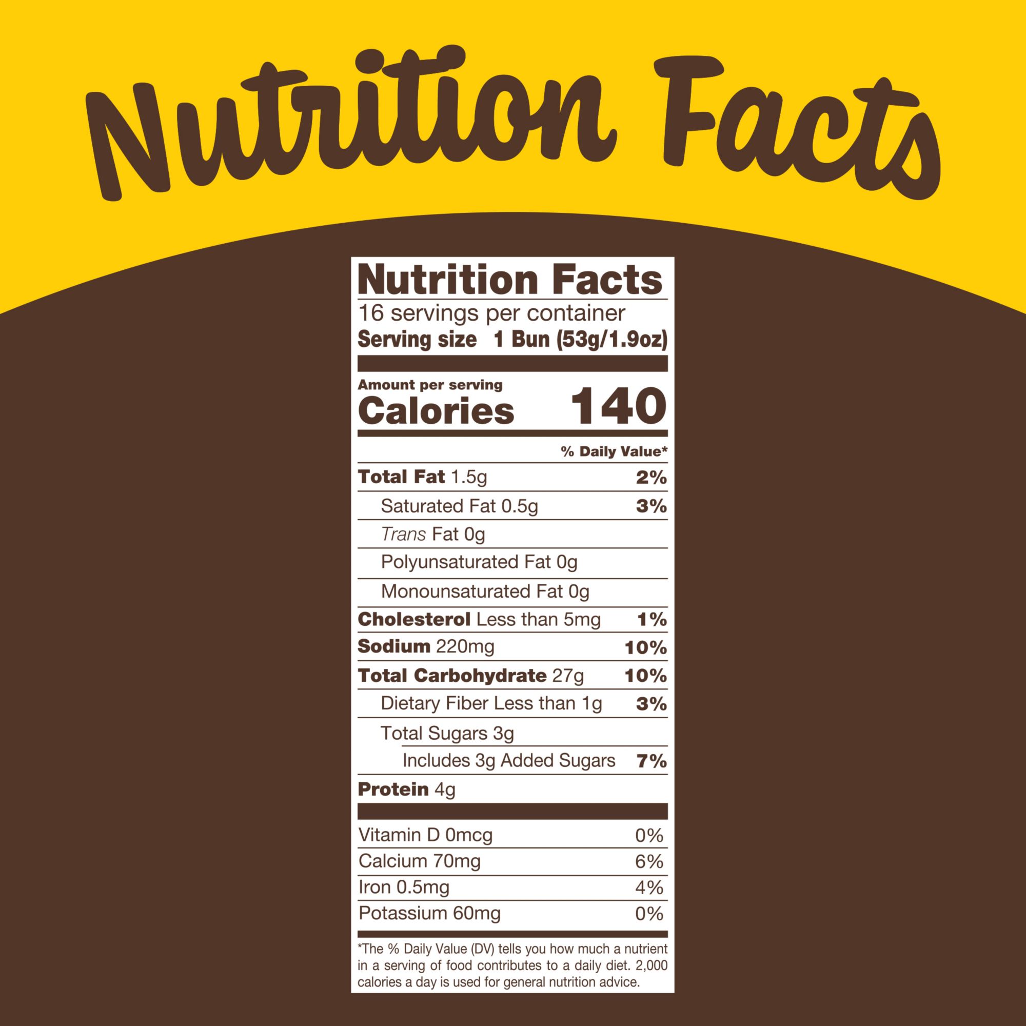 Nature's Own Butter Buns Hot Dog Buns, Non-GMO Hot Dog Buns, 16 ct.