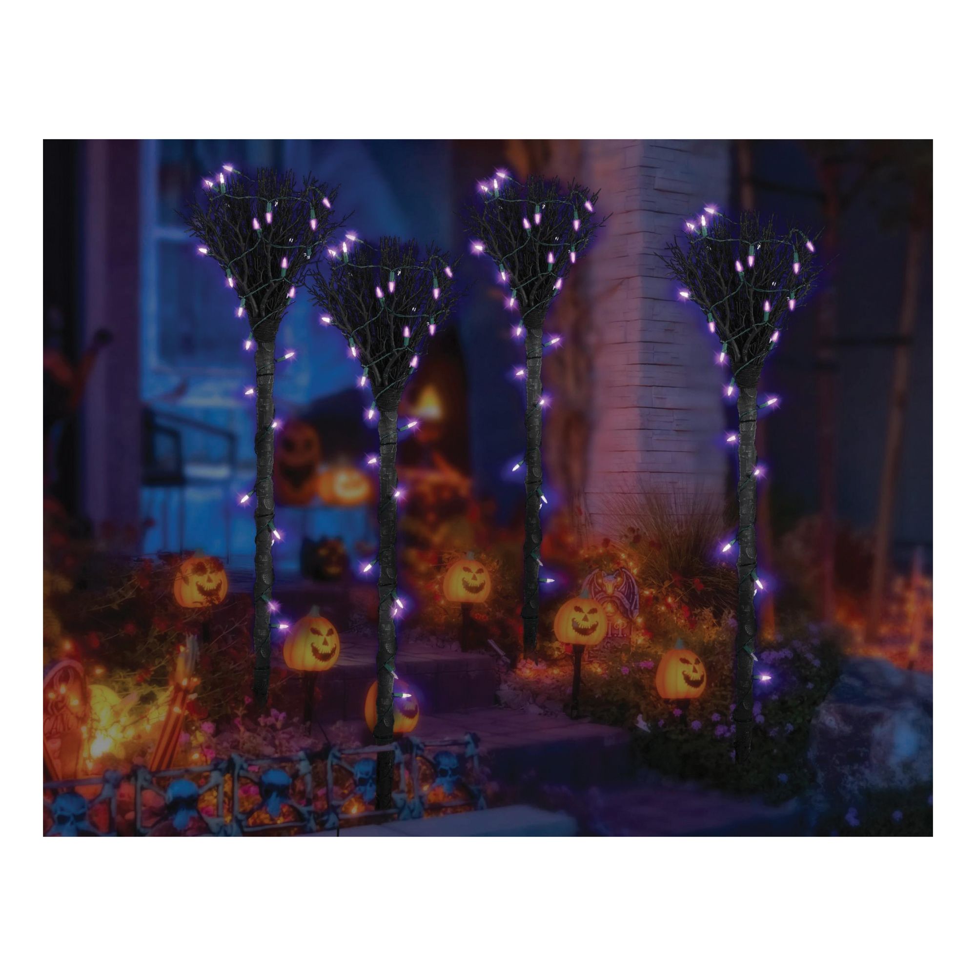 Jikolililili Halloween Witch Broom, LED Lighted Plastic Witch