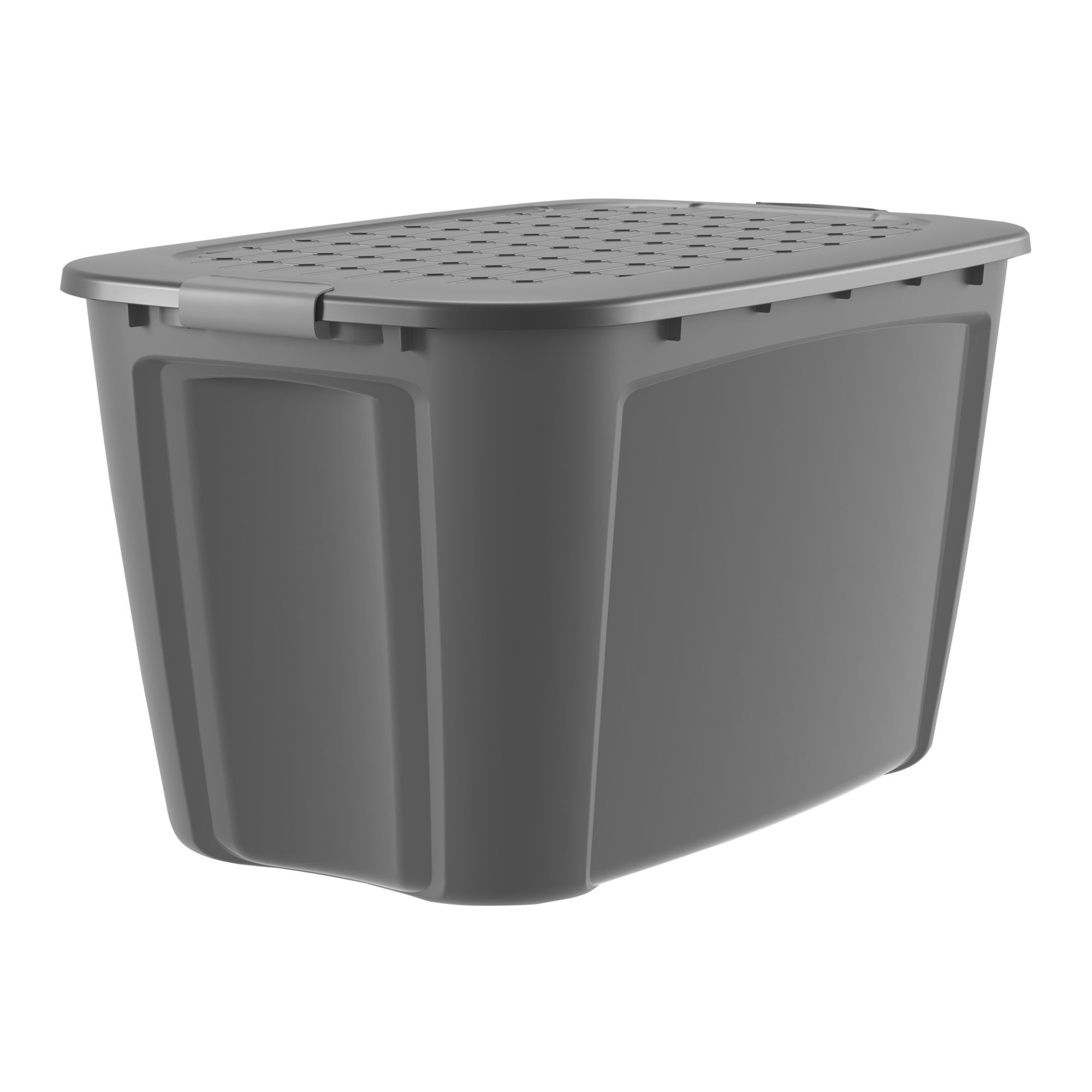 BELLA STORAGE 32 Gallon Locking Lid Plastic Storage Tote, Black, 4 Count