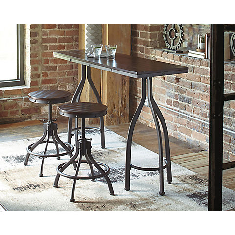 Ashley Furniture 3-Pc. Counter Table Set - Dark Bronze Finish