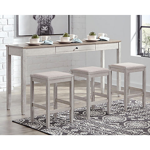 Ashley Furniture 4-Pc. Counter Table Set - Distressed White Finish
