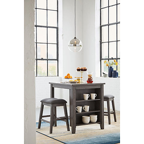 Ashley Furniture 3-Pc. Counter Table Set - Natural Wood Finish