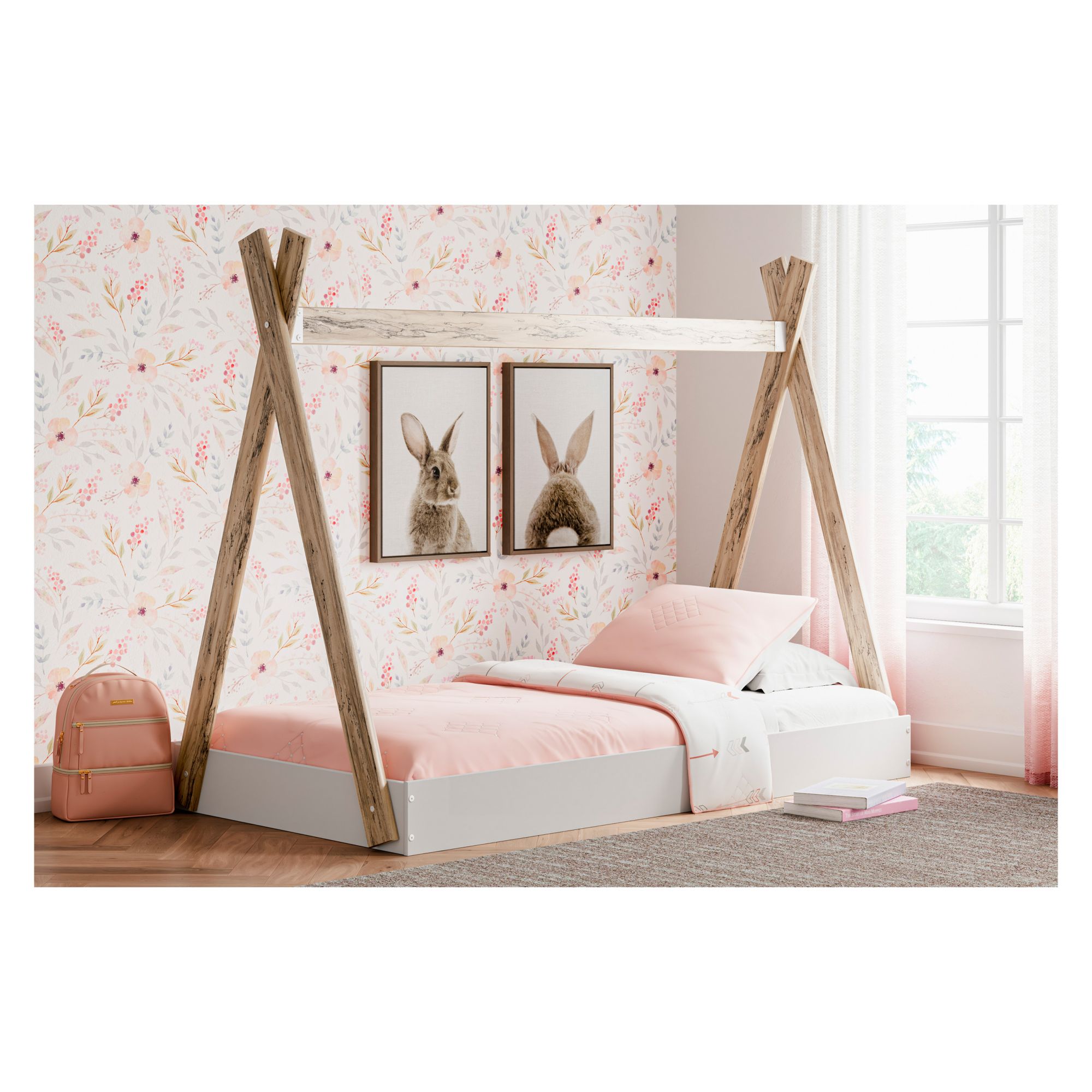 Market Tent Twin Bed - Beige and White