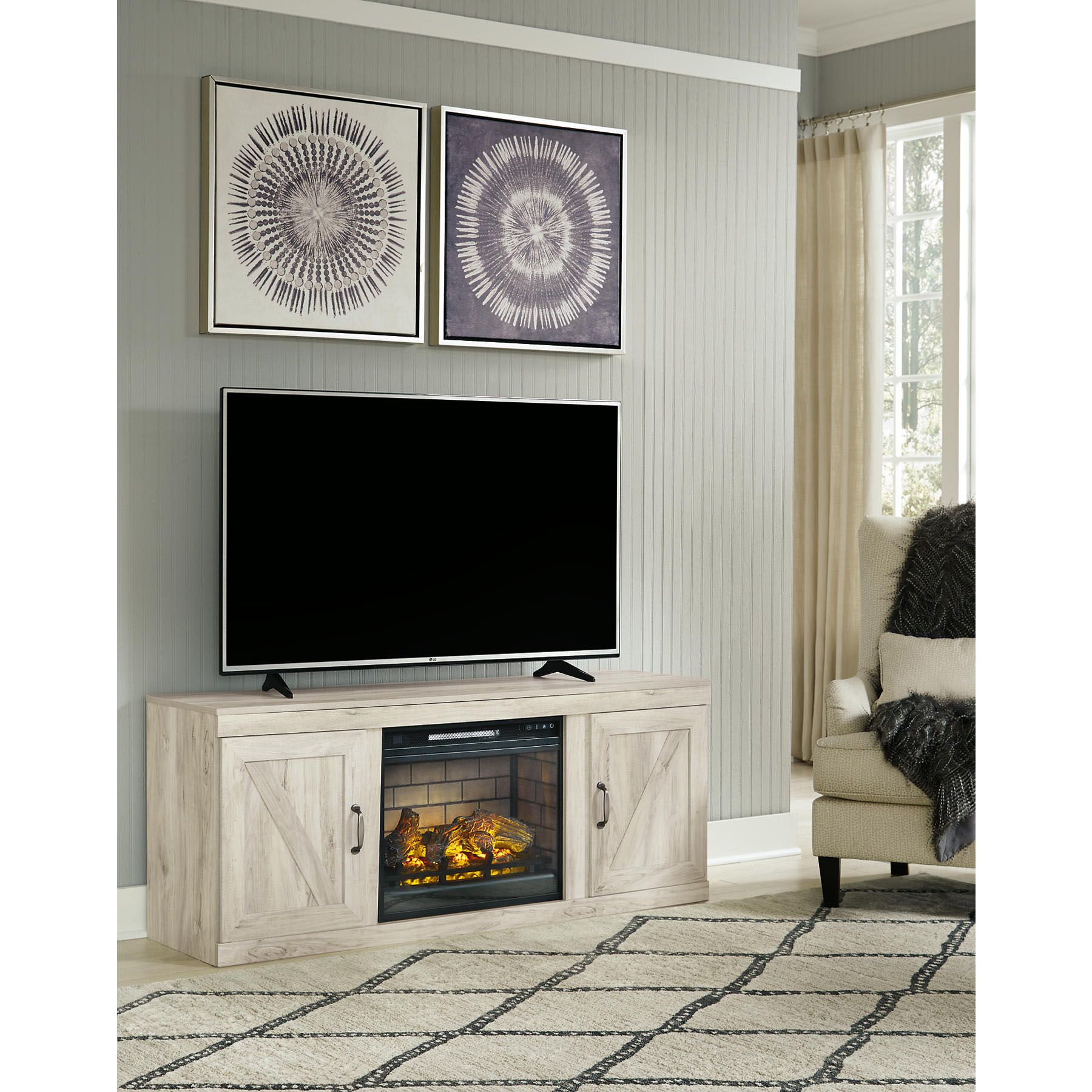 Bjs fireplace deals tv stand