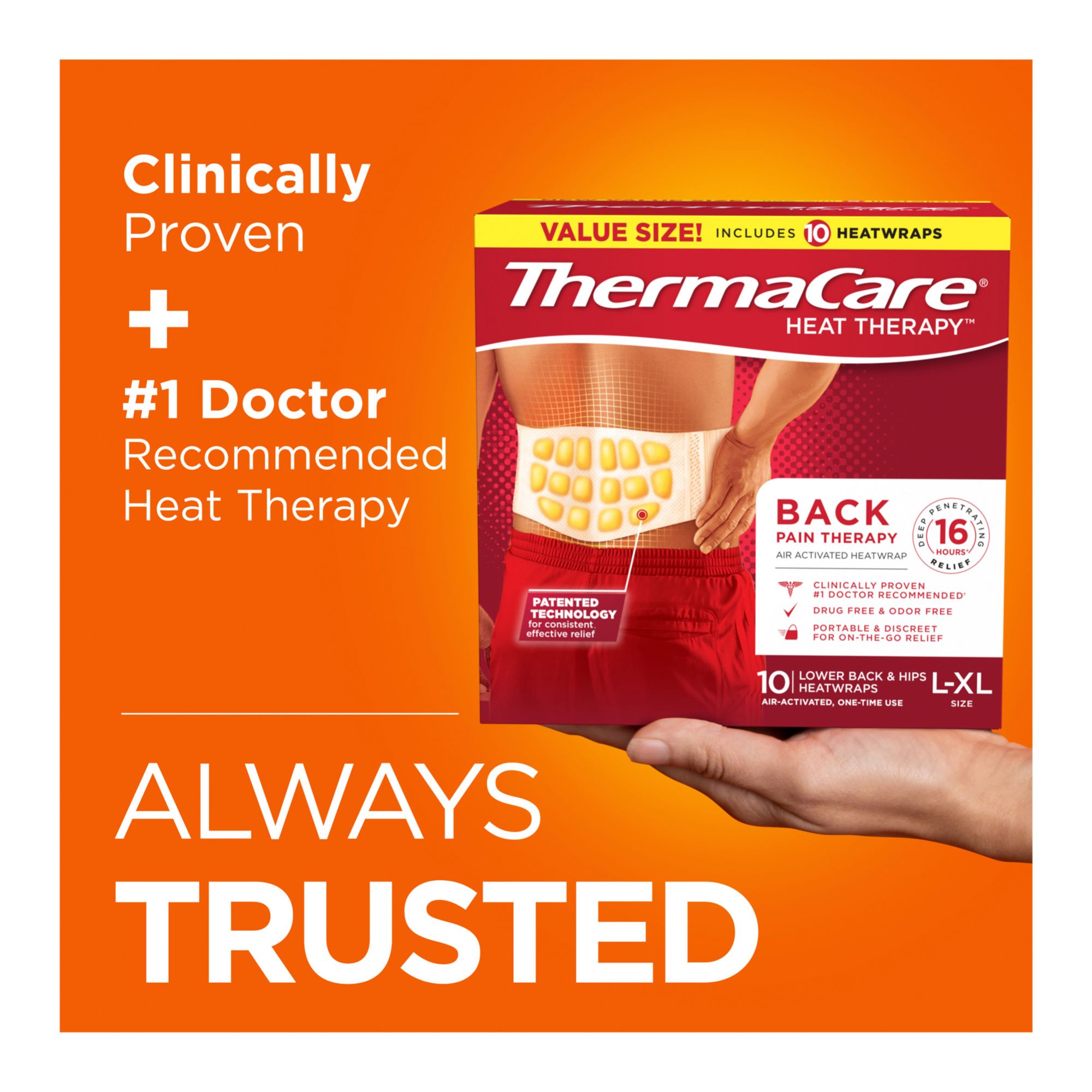 ThermaCare Lower Back & Hip Pain Relief Heat Wraps, Small/Medium