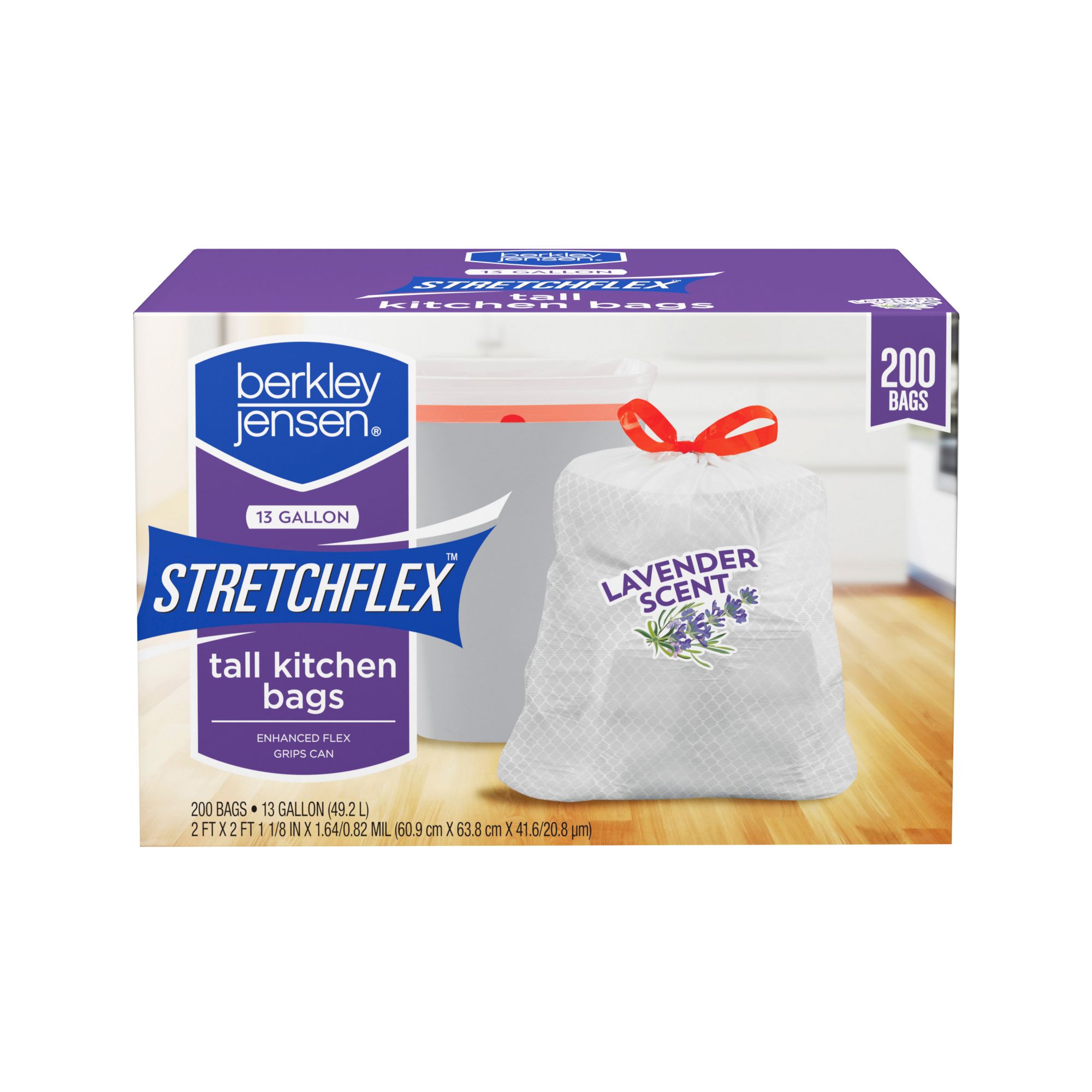 Great Value Strong Flex 13-Gallon Drawstring Tall Kitchen Trash Bags, Fresh Scent, 120 Bags