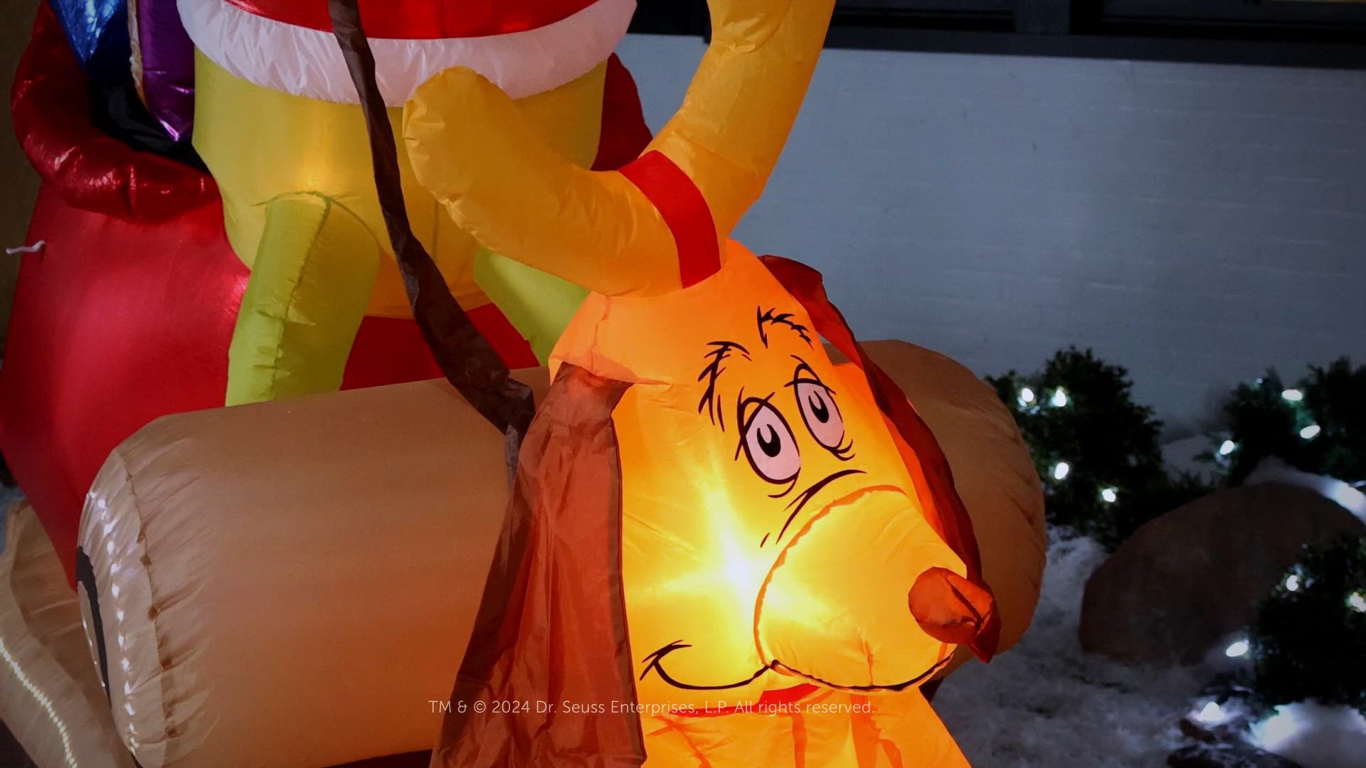 Gemmy 9.3' Giant Animated Christmas Inflatable Grinch and Max Sleigh Scene with Micro LEDs