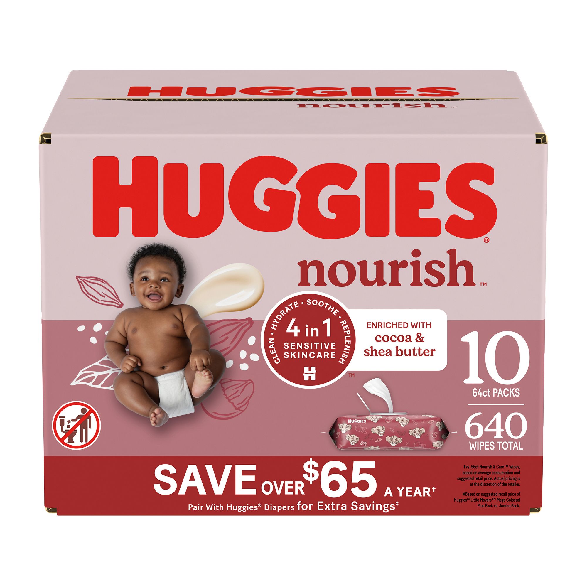 Huggies Nourish Scented Push Button Pack Baby Wipes, 10 pk.