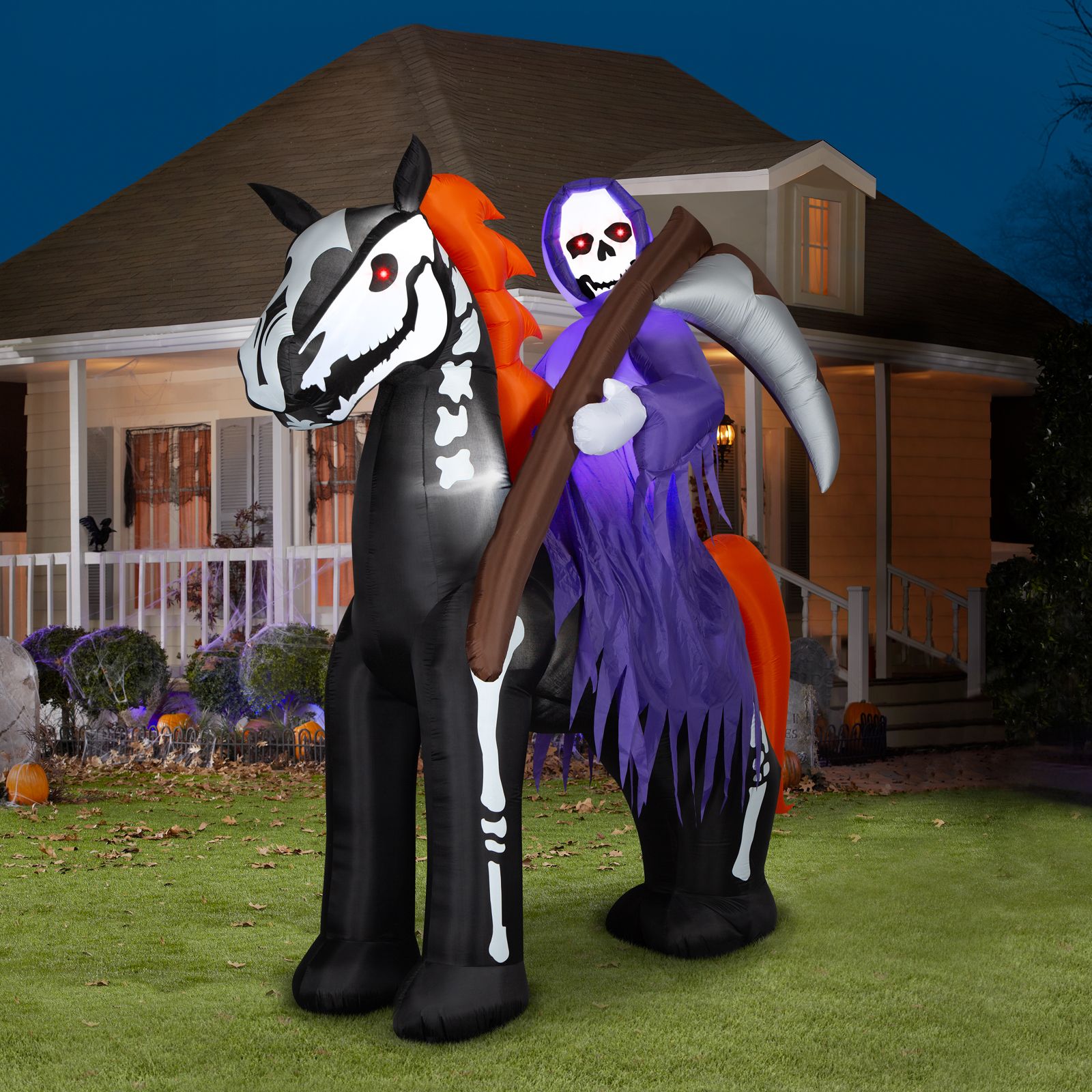 Gemmy 10' Airblown Inflatable Reaper Rider with Flickering Light