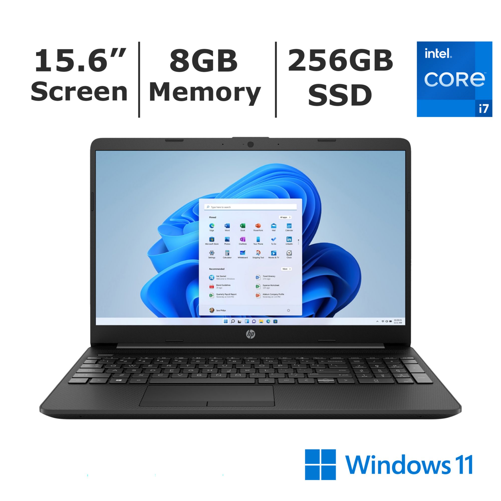 HP 15t-dw300 Notebook, Intel Core i7-1165G7, 8GB RAM, 256GB PCIe SSD