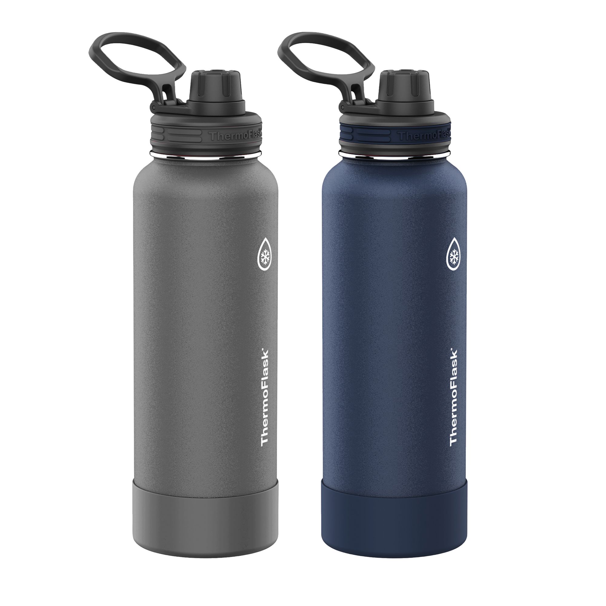 Thermoflask Insulated Water Bottle with Spout Lid, 40oz, 2 Pack - Black