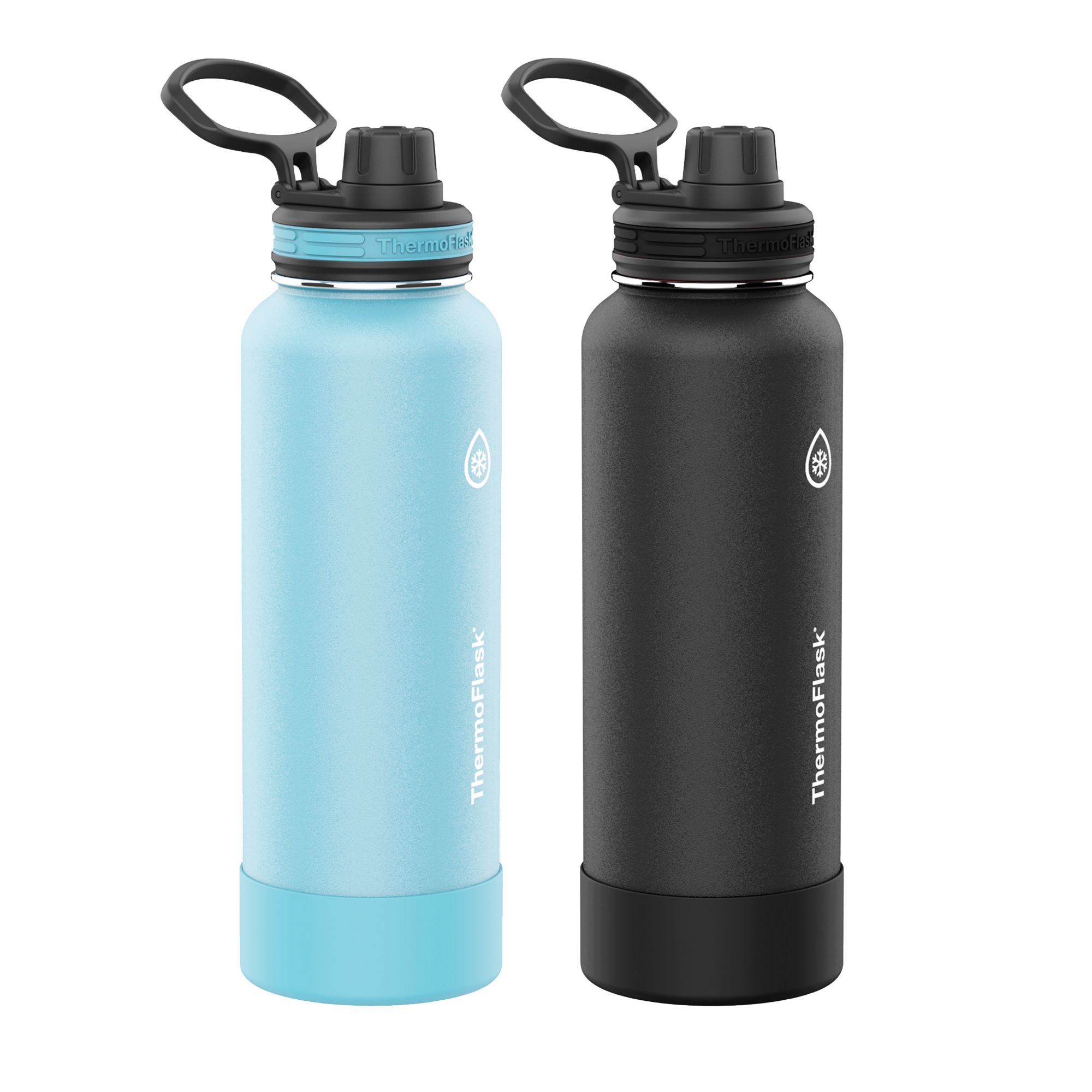 Thermoflask Insulated Water Bottle with Spout Lid, 40oz, 2 Pack - Black