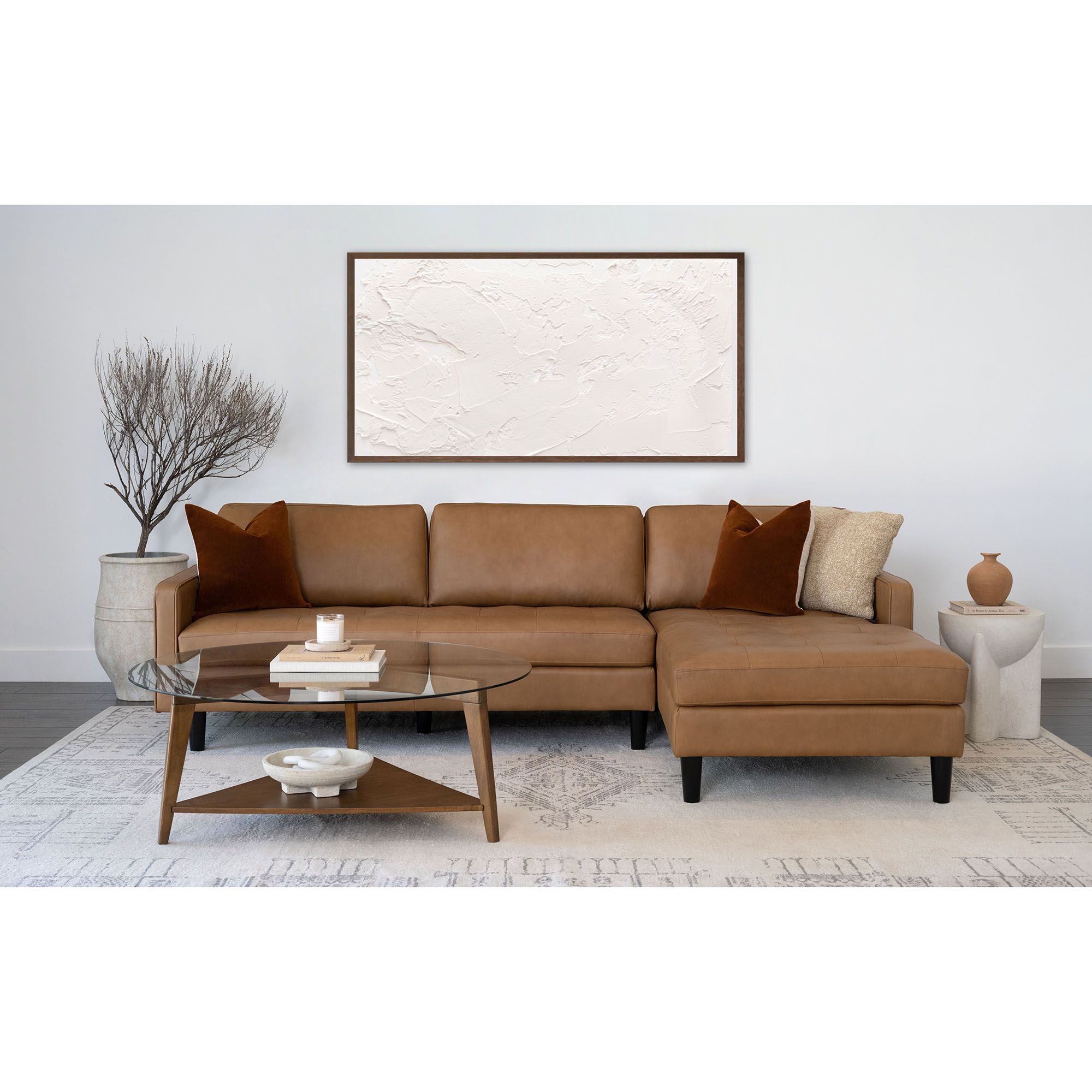 Camel Leather Sofa Set