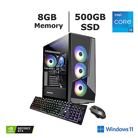 iBUYPOWER SlateMR275i Gaming Desktop, Intel Core i5 12400F, 8GB DDR4 RAM, 500GB NVMe SSD, GeForce GT 1030 2GB