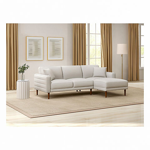 Berkley Jensen Mid-Century Modern 2-Pc. Sofa Chaise Sectional - Gray
