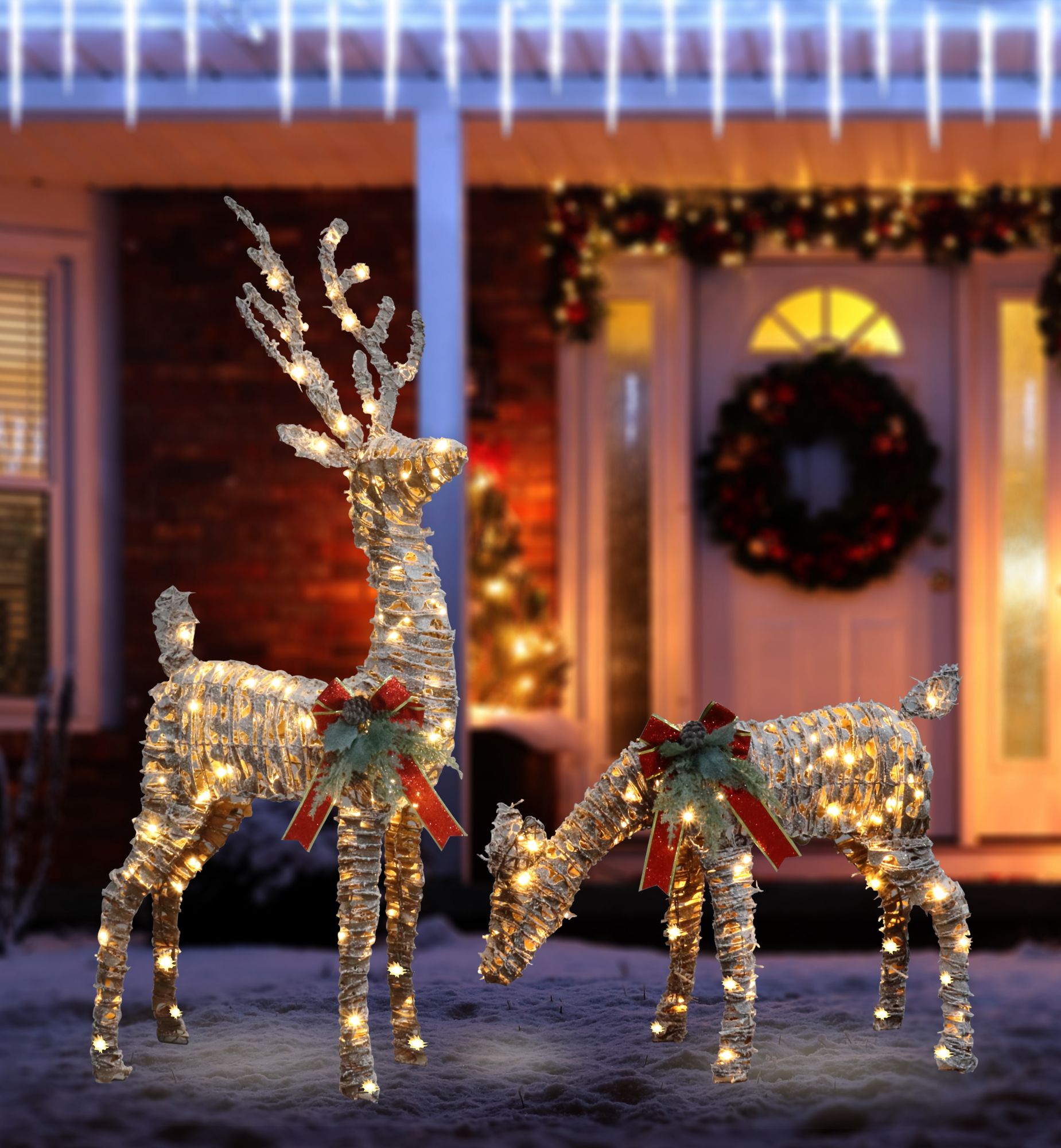 Berkley Jensen LED Lighted Reindeer Lawn Ornaments 2 ct