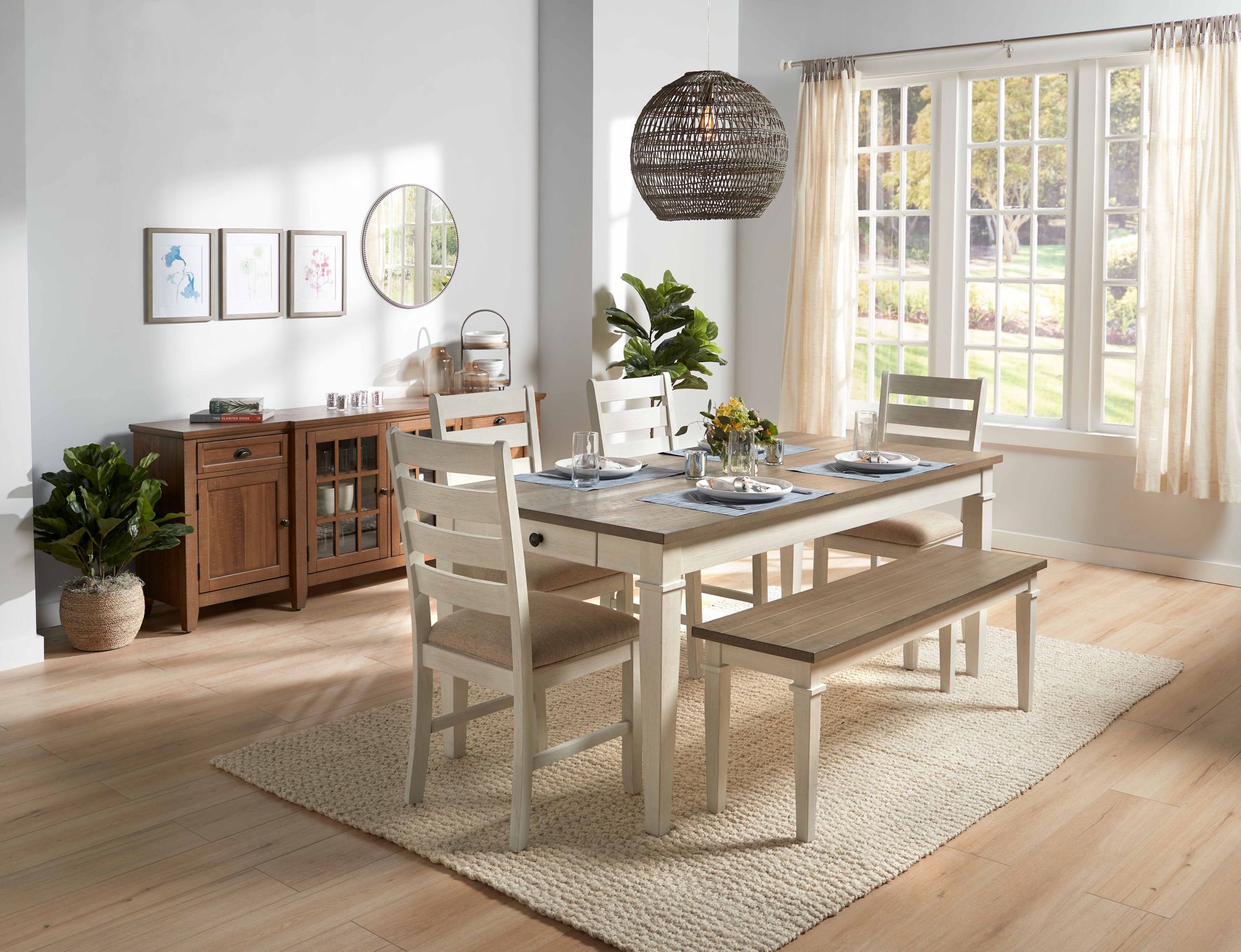 6 piece discount dining set white