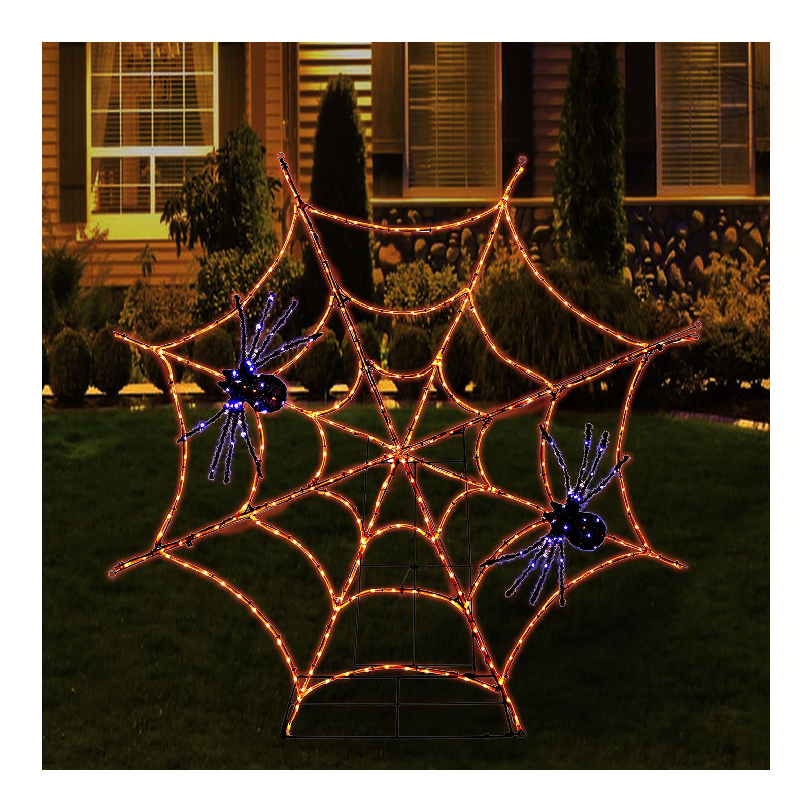 6 Packs Halloween Decorations Outdoor Clearance Halloween Spider Web Hanging Lighted Spider Outdoor Decorations for Halloween Birthday Party Gifts Sup