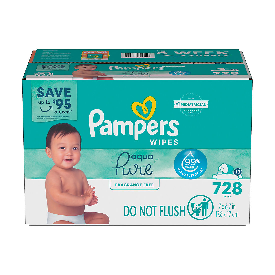 Pampers Aqua Pure Sensitive Baby Wipes Pop-Top, 13 pk.