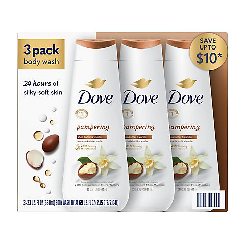 Dove Pampering Shea Butter & Vanilla Body Wash, 3 pk./23 oz.