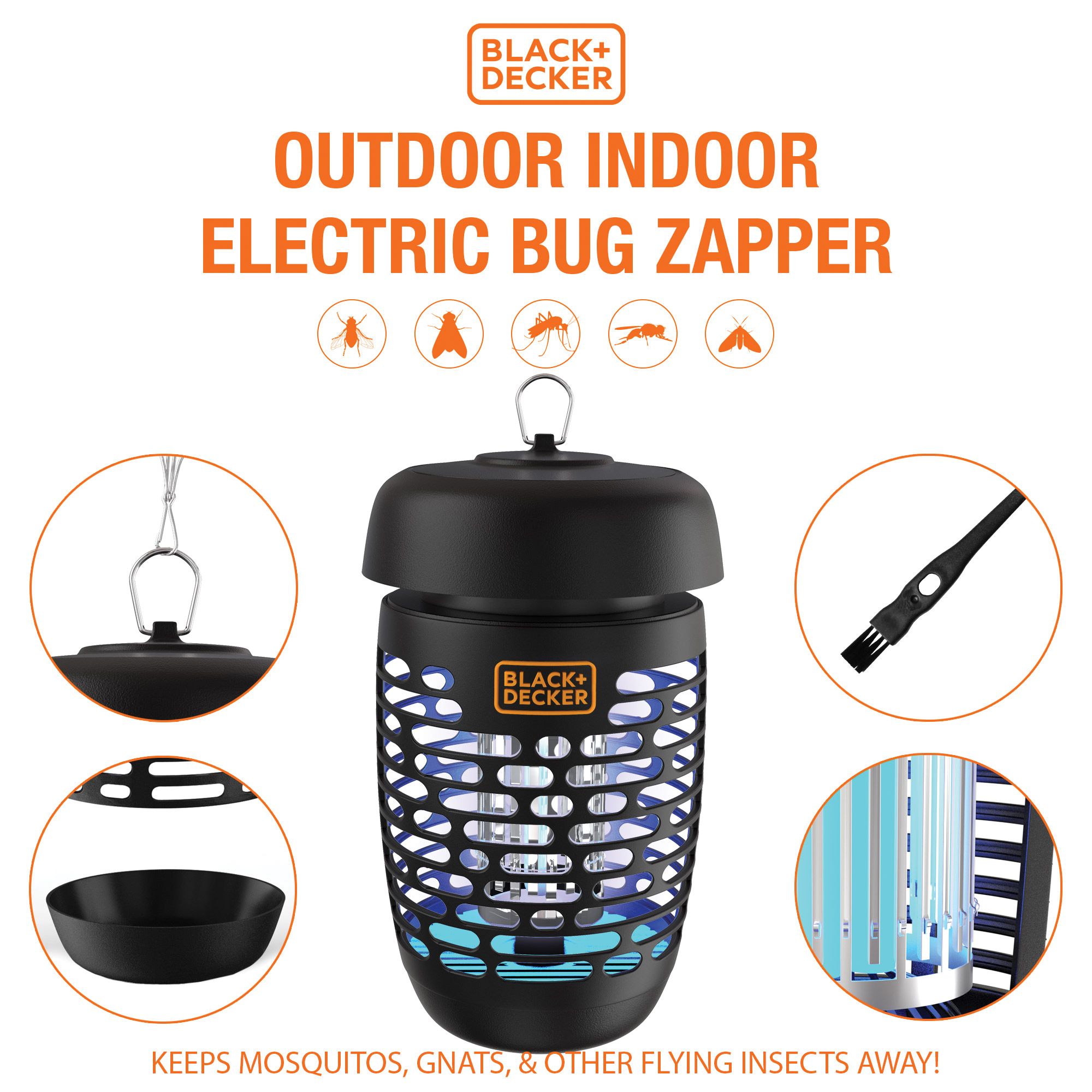 Black + Decker - Black Electric Outdoor Bug Zappers, 2-Pack