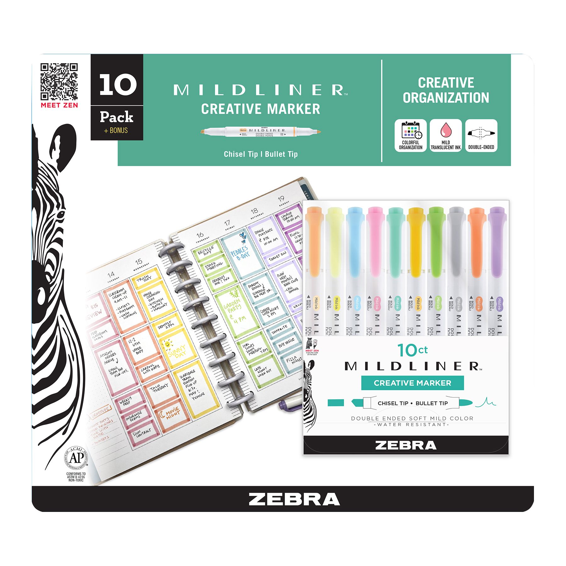 10 pk. - Zebra Pen Mildliner Double-Ended Highlighters - Assorted