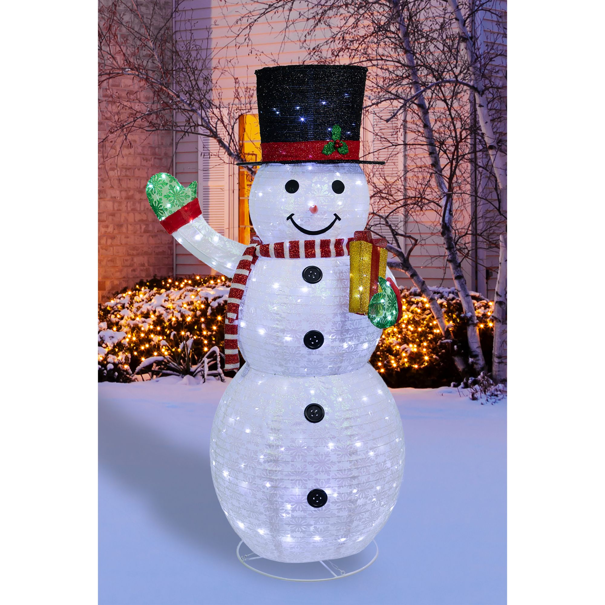 Drinking Glass Set of 2 with Christmas Tree and Snowman Figurines