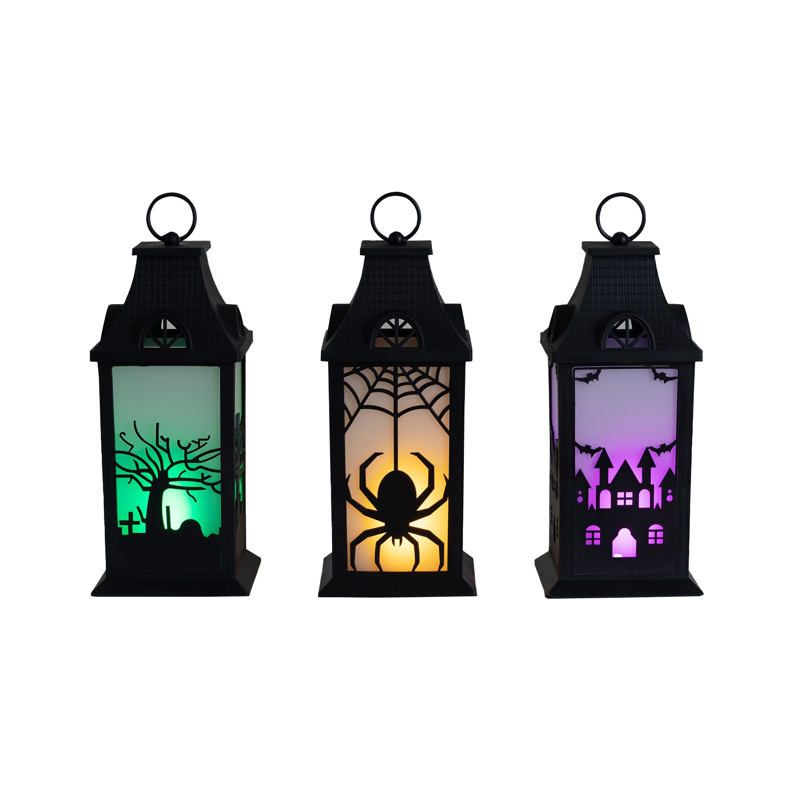 Berkley Jensen Halloween Lanterns, 3 pk. - Green, Orange and Purple