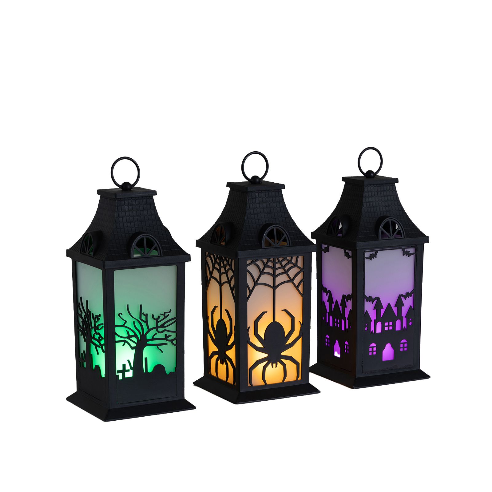 Berkley Jensen Halloween Lanterns, 3 pk. - Green, Orange and Purple