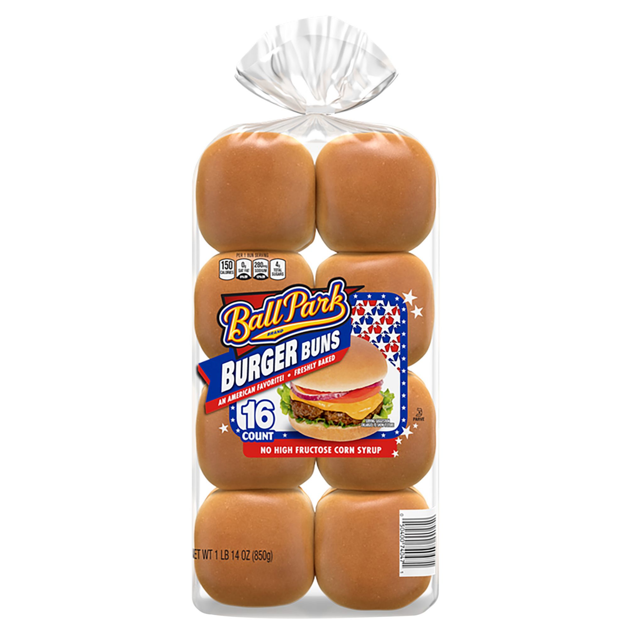 Ball Park Pre-Sliced Bakery Fresh Classic White Hamburger Buns, 8