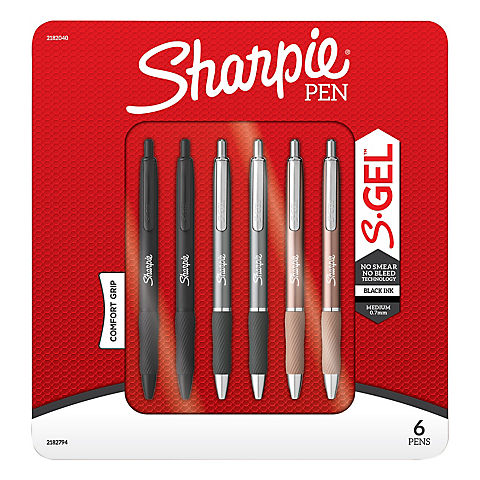 Sharpie S-Gel Pens, 6 ct. - Black Ink, Assorted Colors