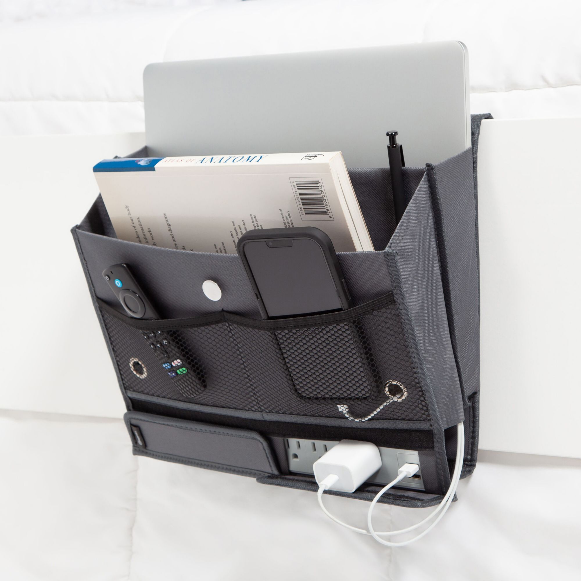 U Brands Bedside Caddy with USB Power Strip