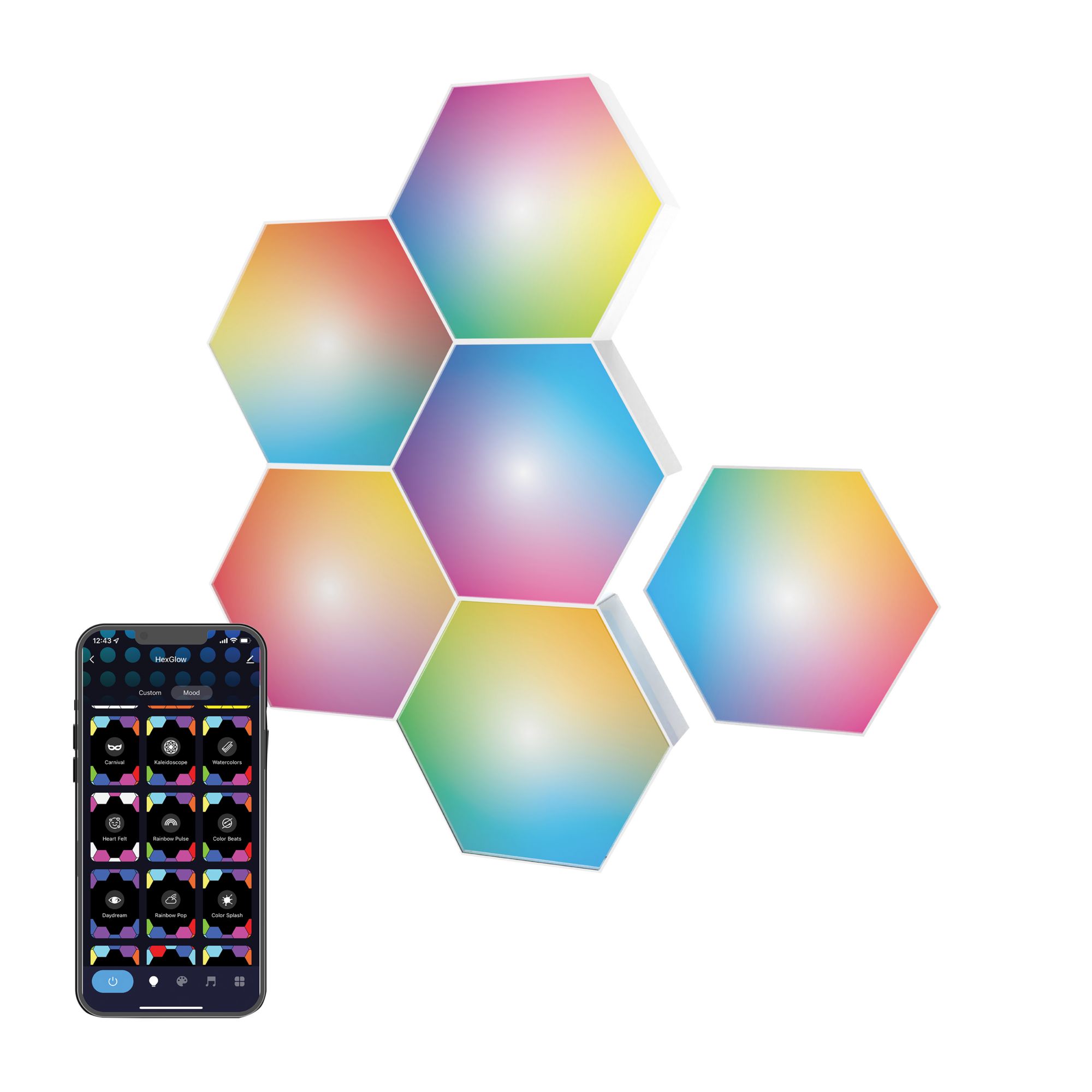 Hexoglow Hexagon LED Lights - Premium Set of Hexagon LED “ 6 PCS