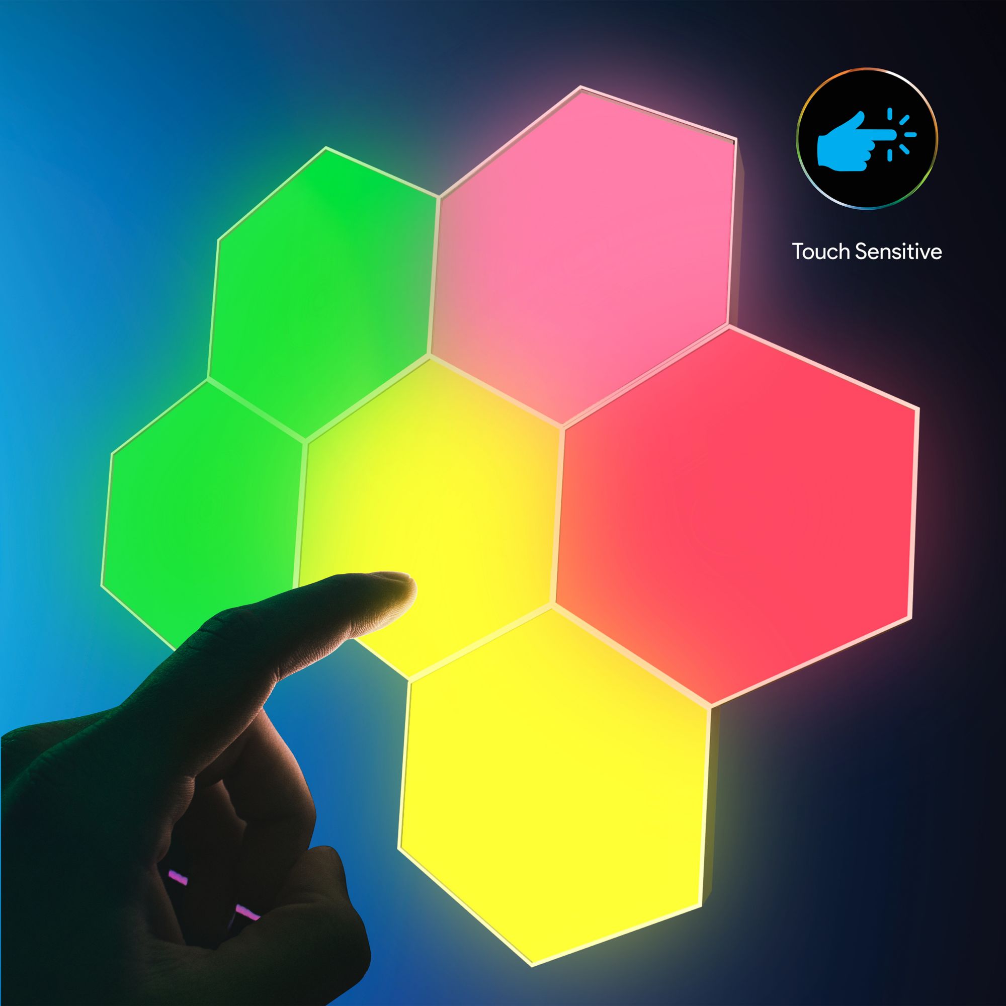 Tzumi AuraLED HexGlow RGB Tile Lights with Wi-Fi, 6 pk.